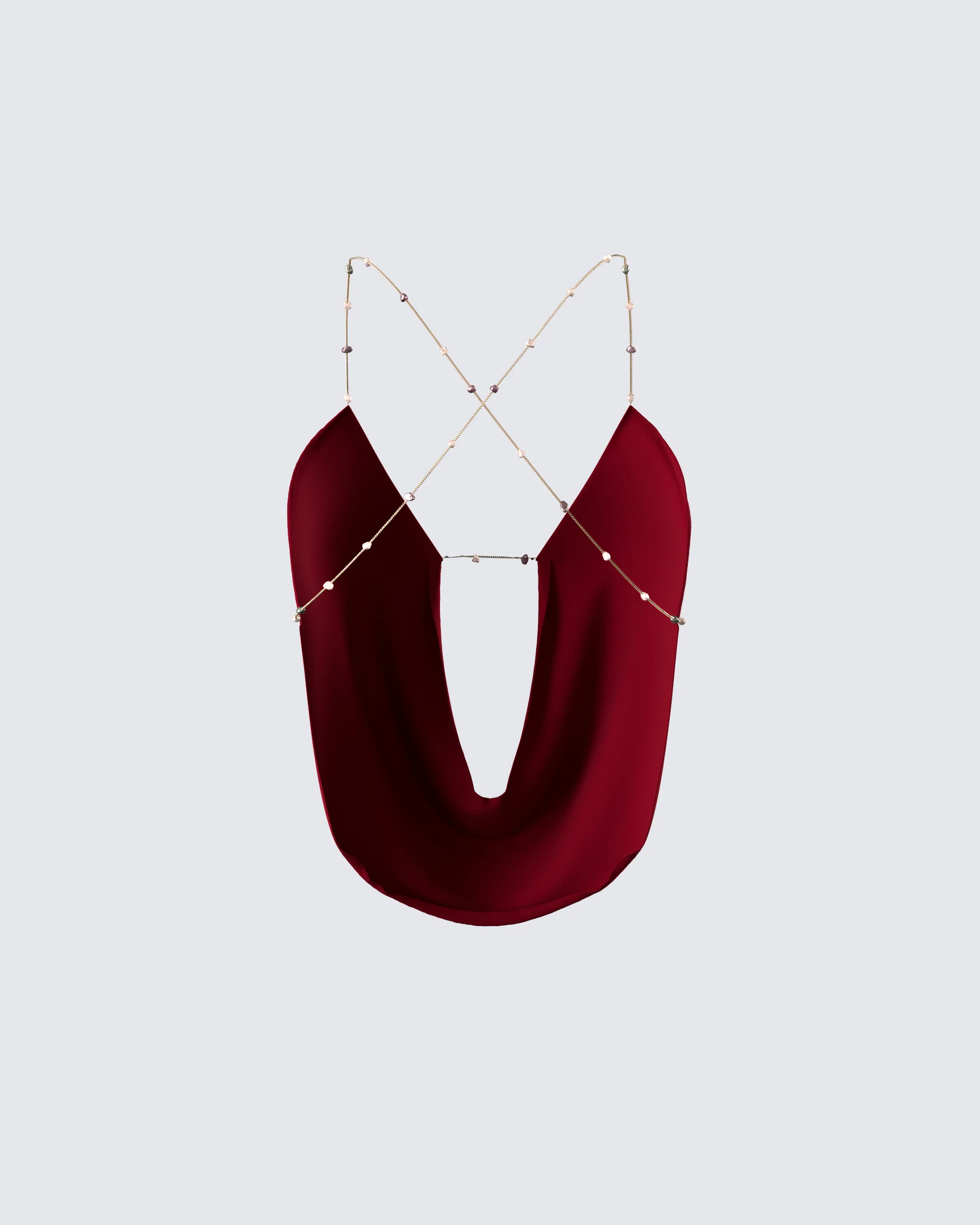 Ginger Burgundy Backless Cowl Top - Image 3