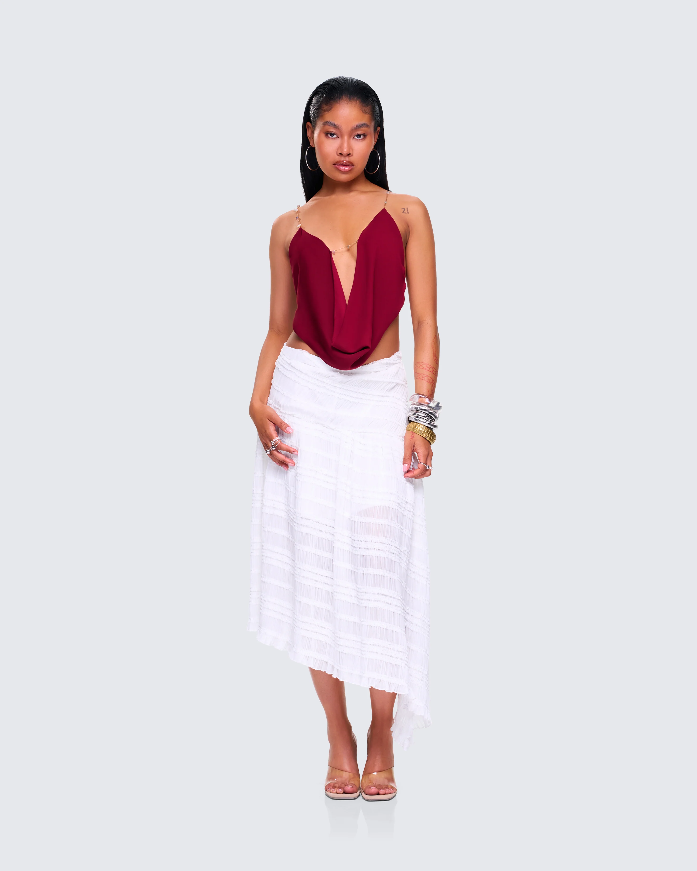 Ginger Burgundy Backless Cowl Top - Image 8