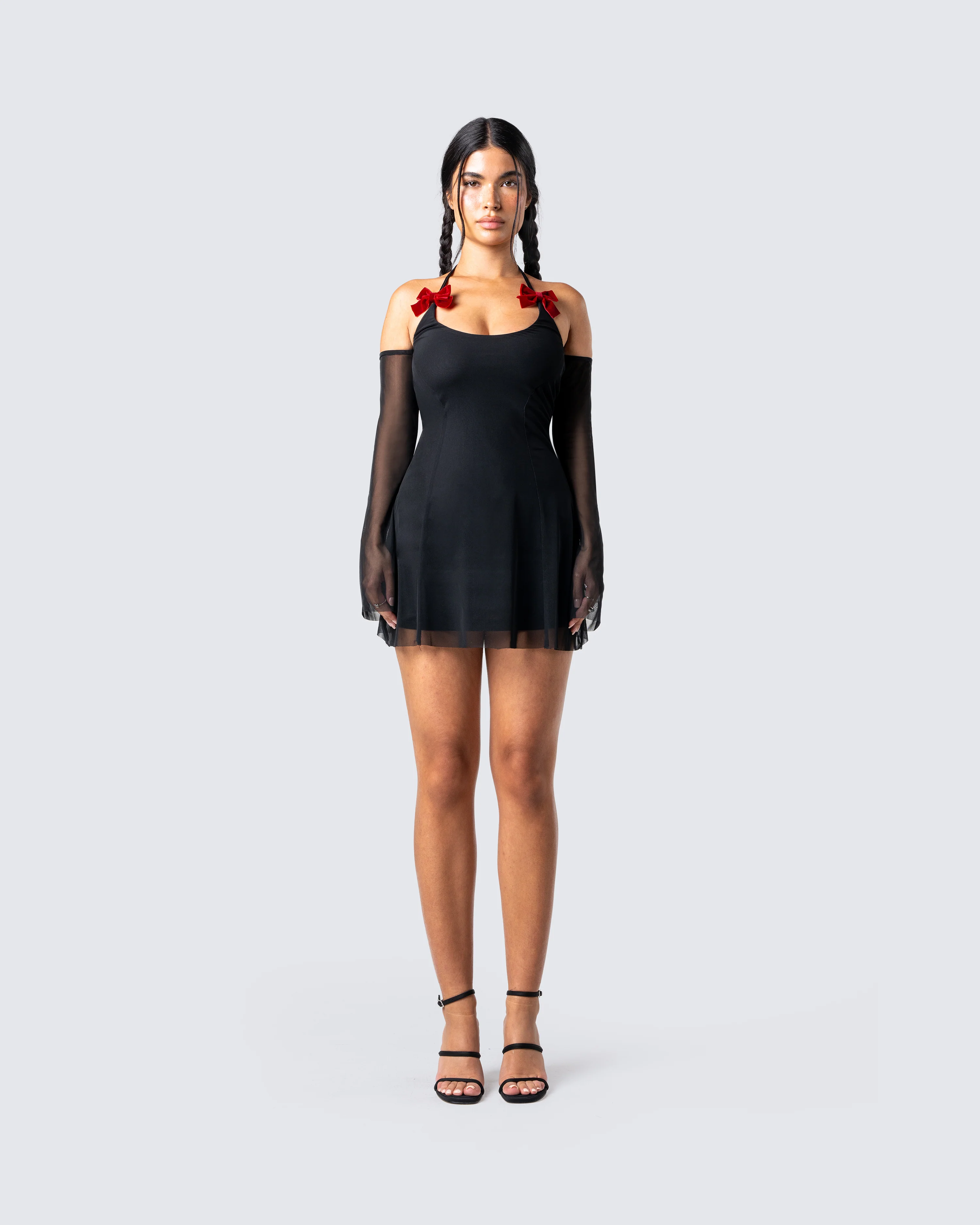 Ginny Black Mesh Mini Dress - Image 4