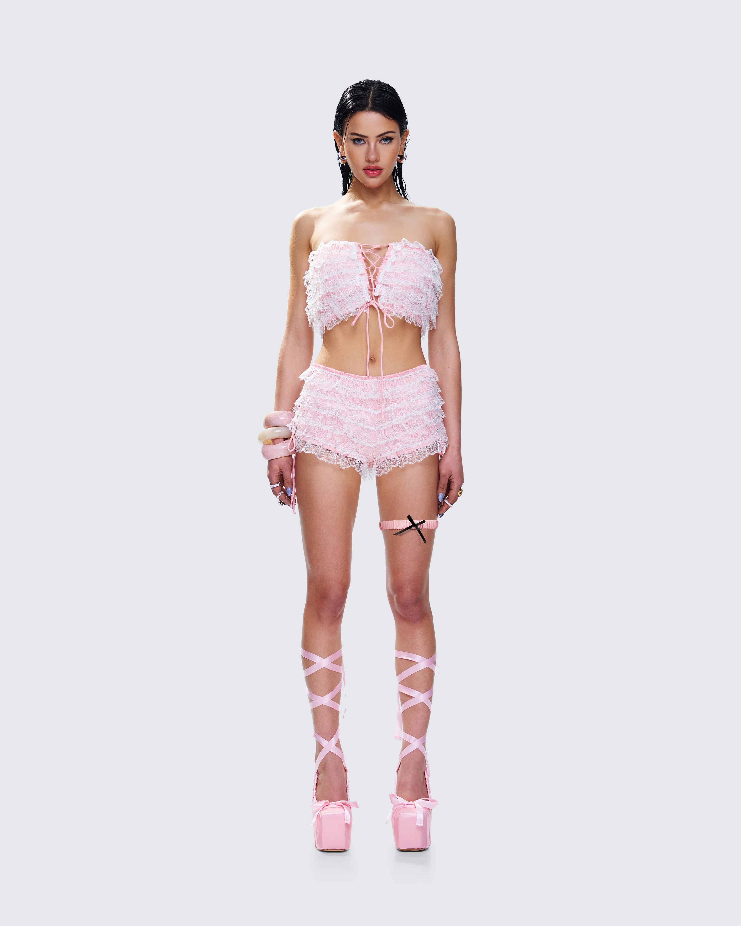 Giselda Pink Thigh Garter - Image 2