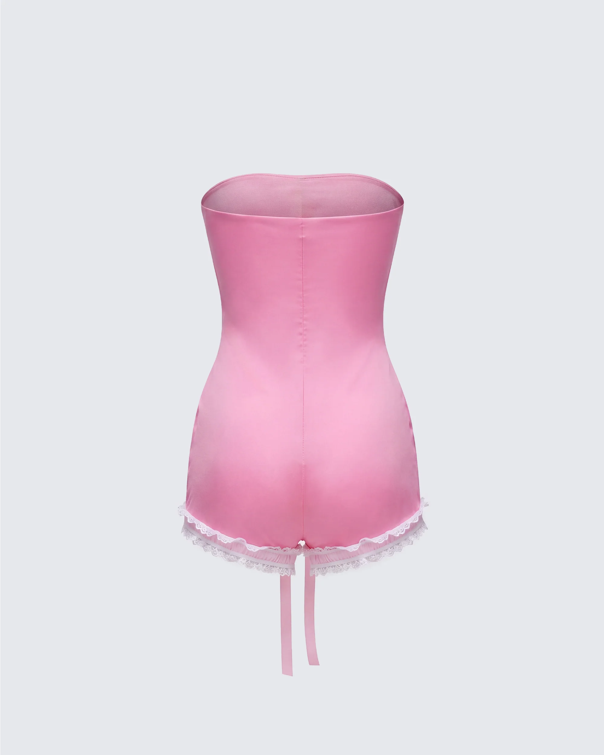 Gita Pink Bow Strapless Romper - Image 2
