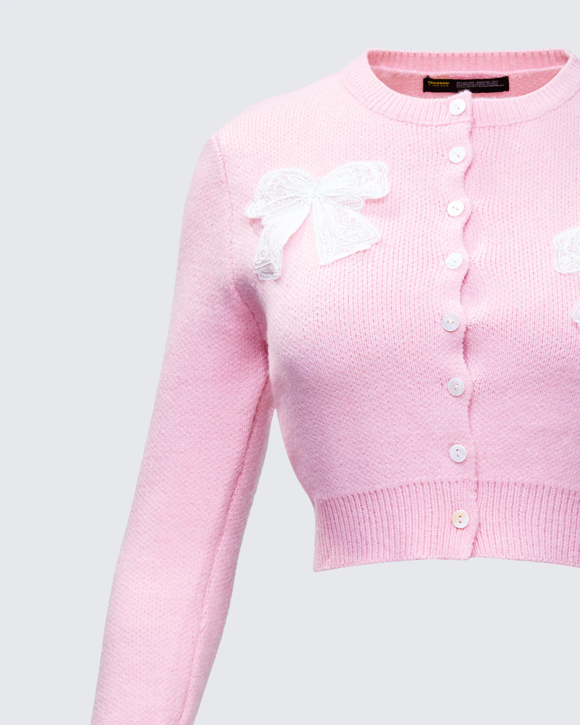 Habibah Pink Bow Detail Cardigan - Image 6