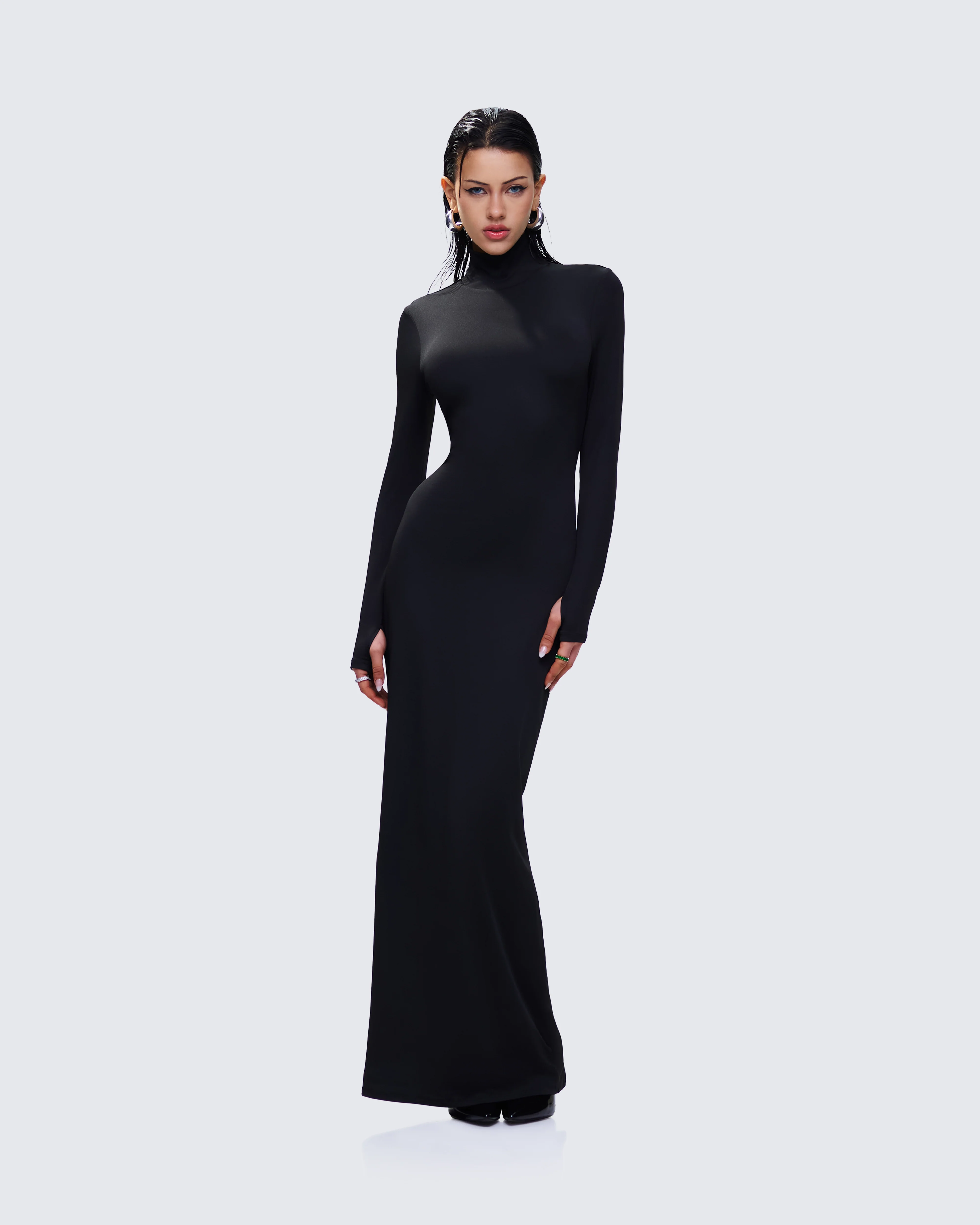 Haize Black Column Maxi Dress - Image 5