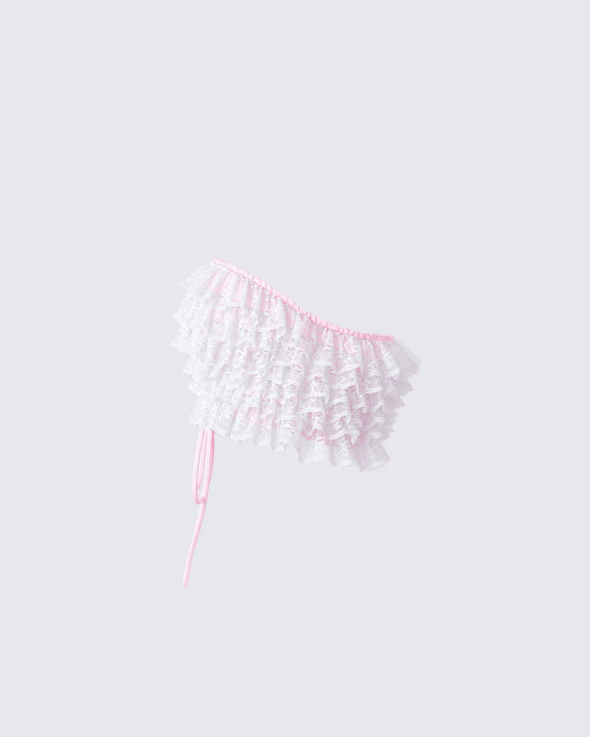 Hali Pink Lace Up Ruffle Strapless Crop Top - Image 2