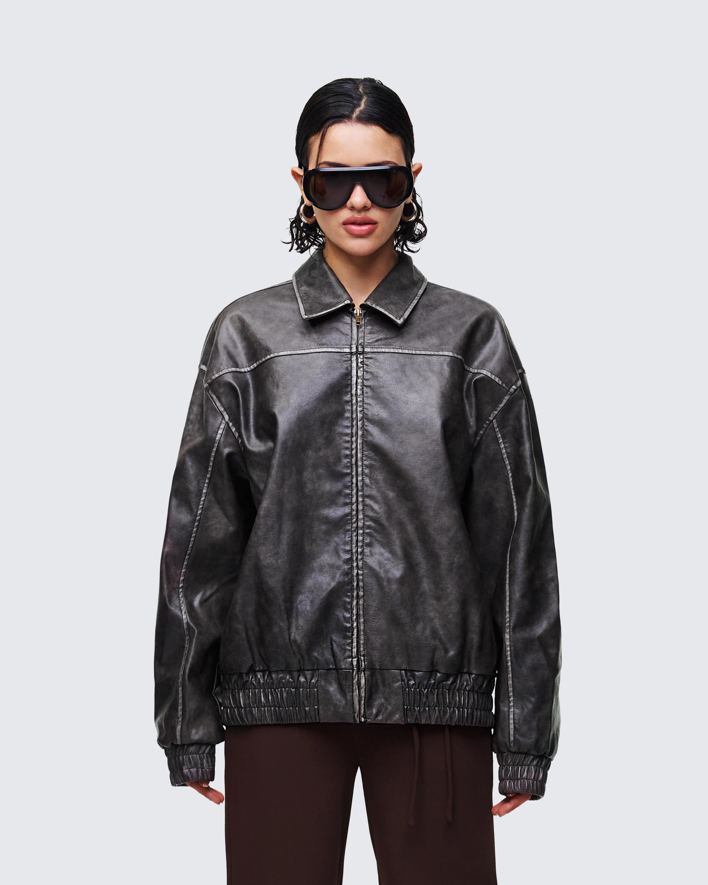 Hallow Brown Vegan Leather Jacket - Image 2