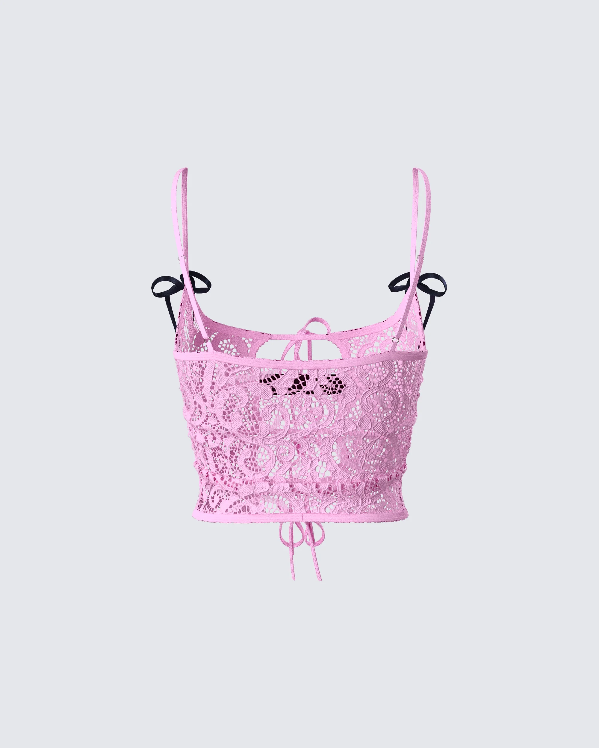 Halsey Pink Lace Tie Front Top - Image 3