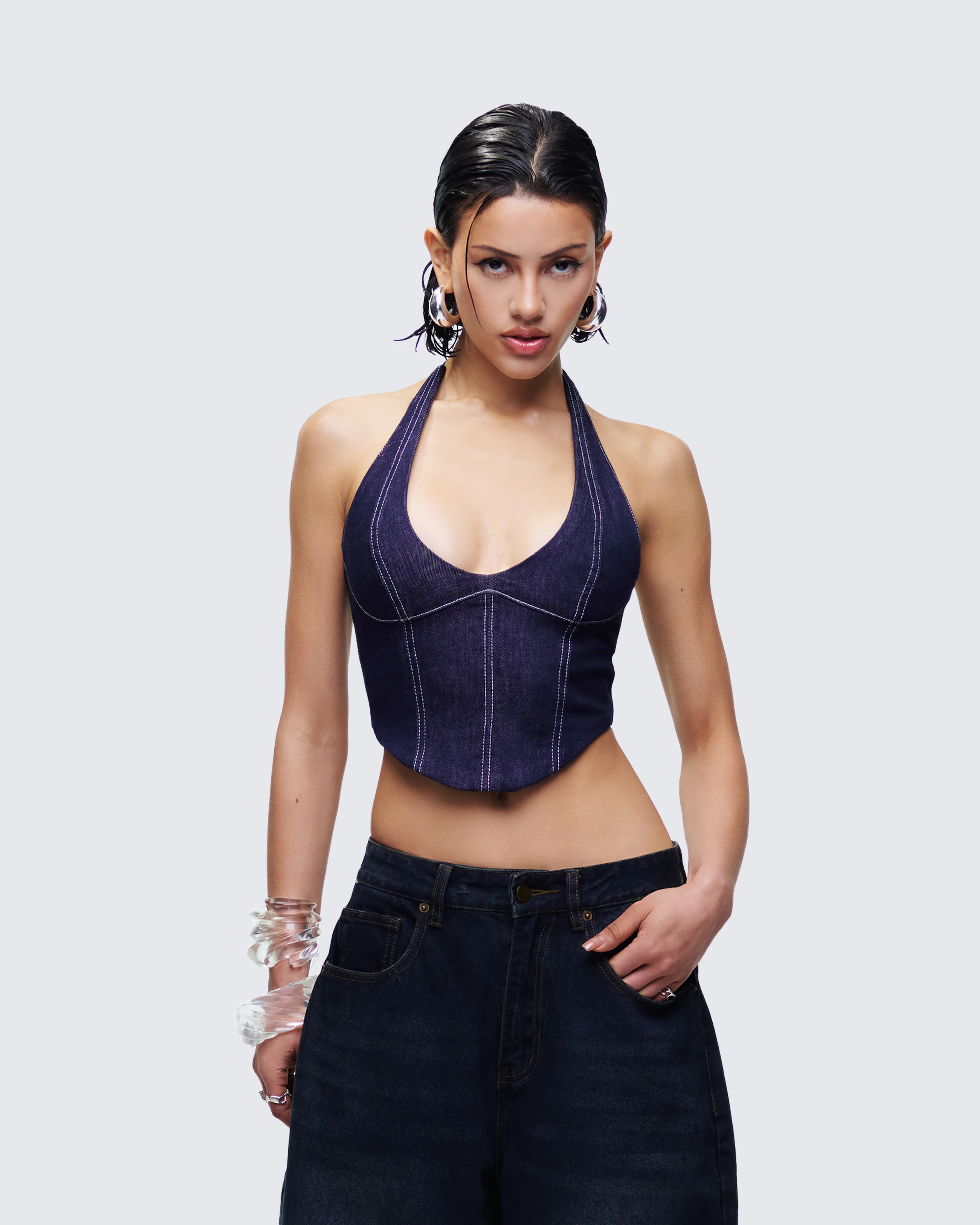 Harley Blue Denim Halter Top - Image 3