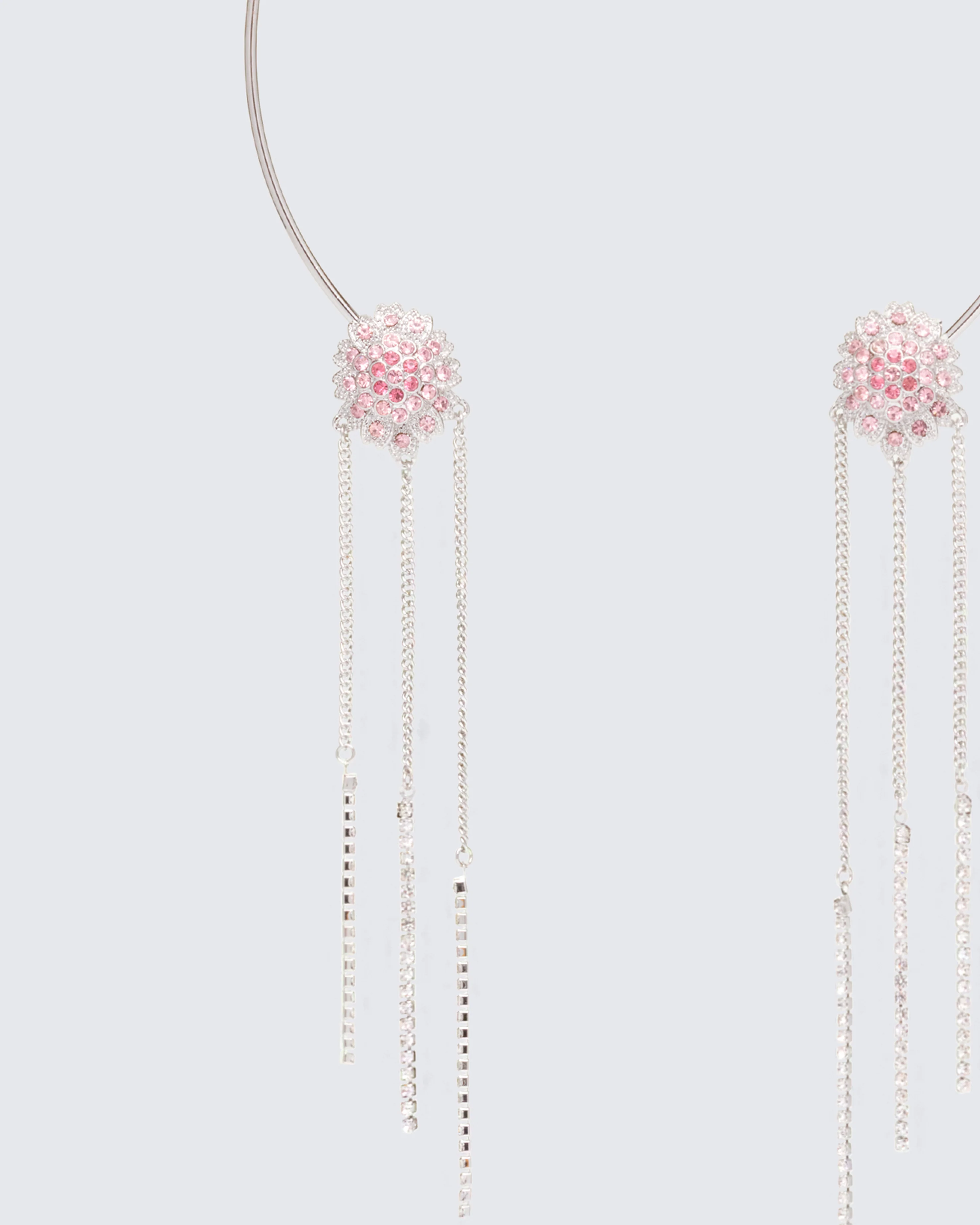 Harmony Silver Pink Flower Torque Necklace - Image 3