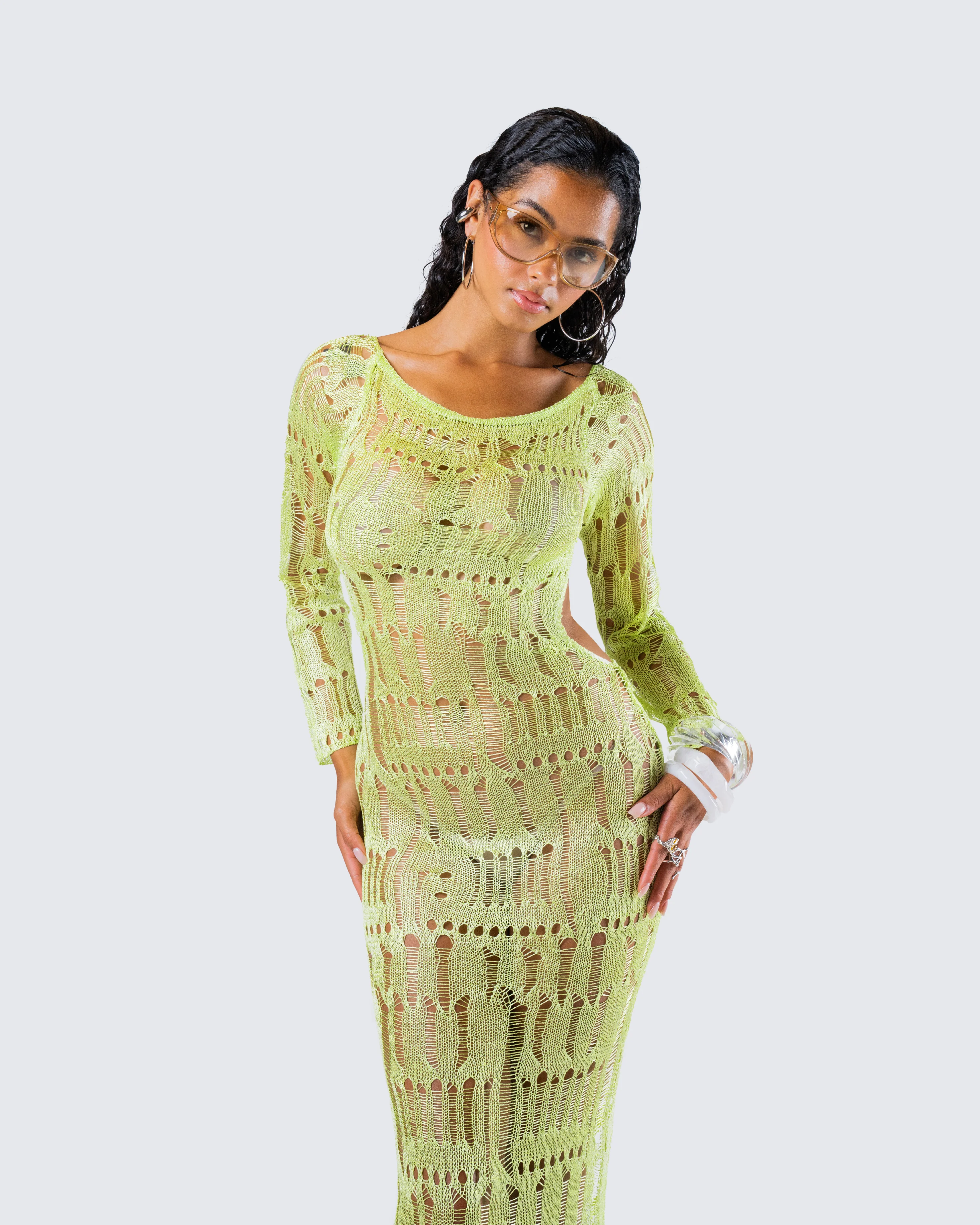 Hartley Green Open Knit Maxi Dress - Image 9