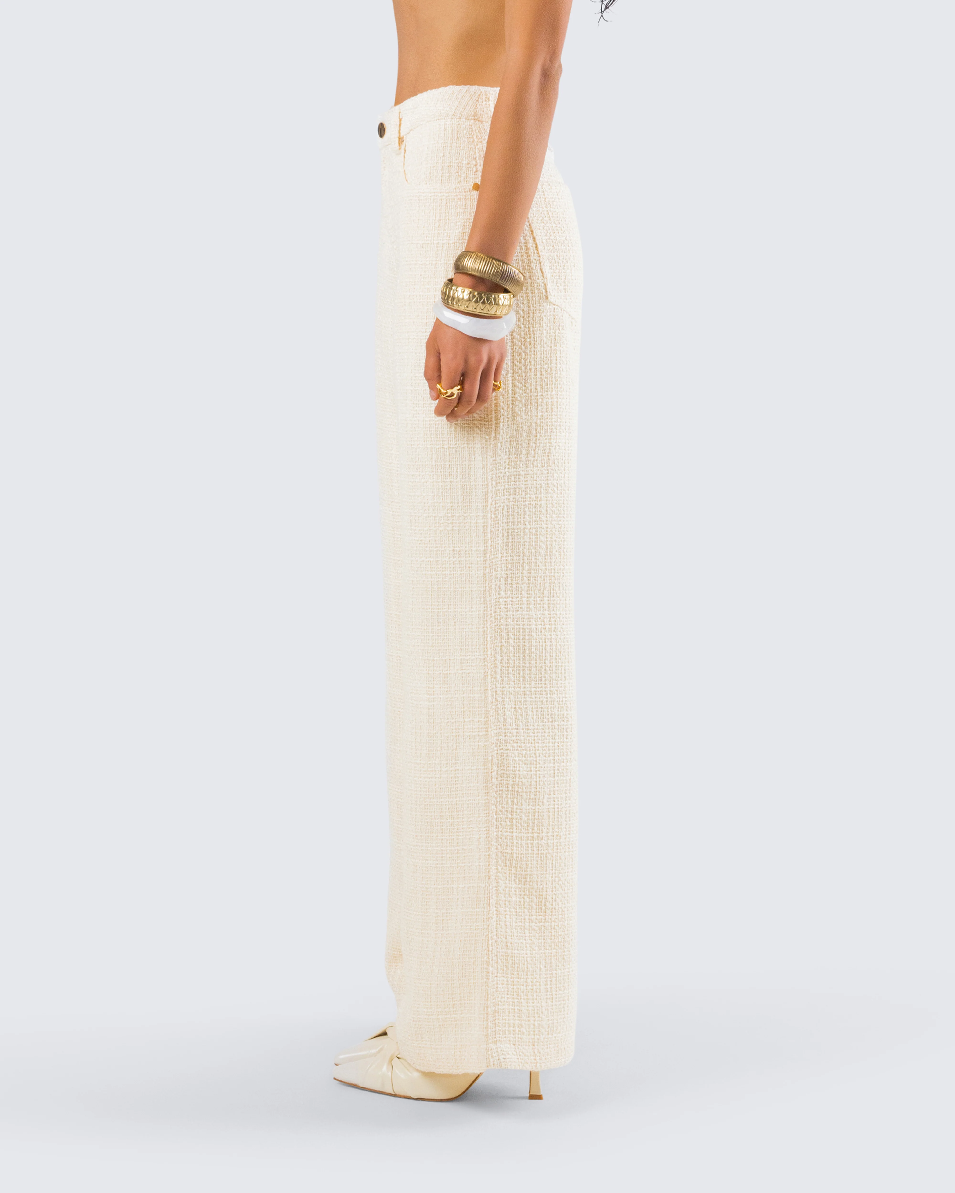 Havanah Ivory Tweed Mid Rise Pant - Image 6