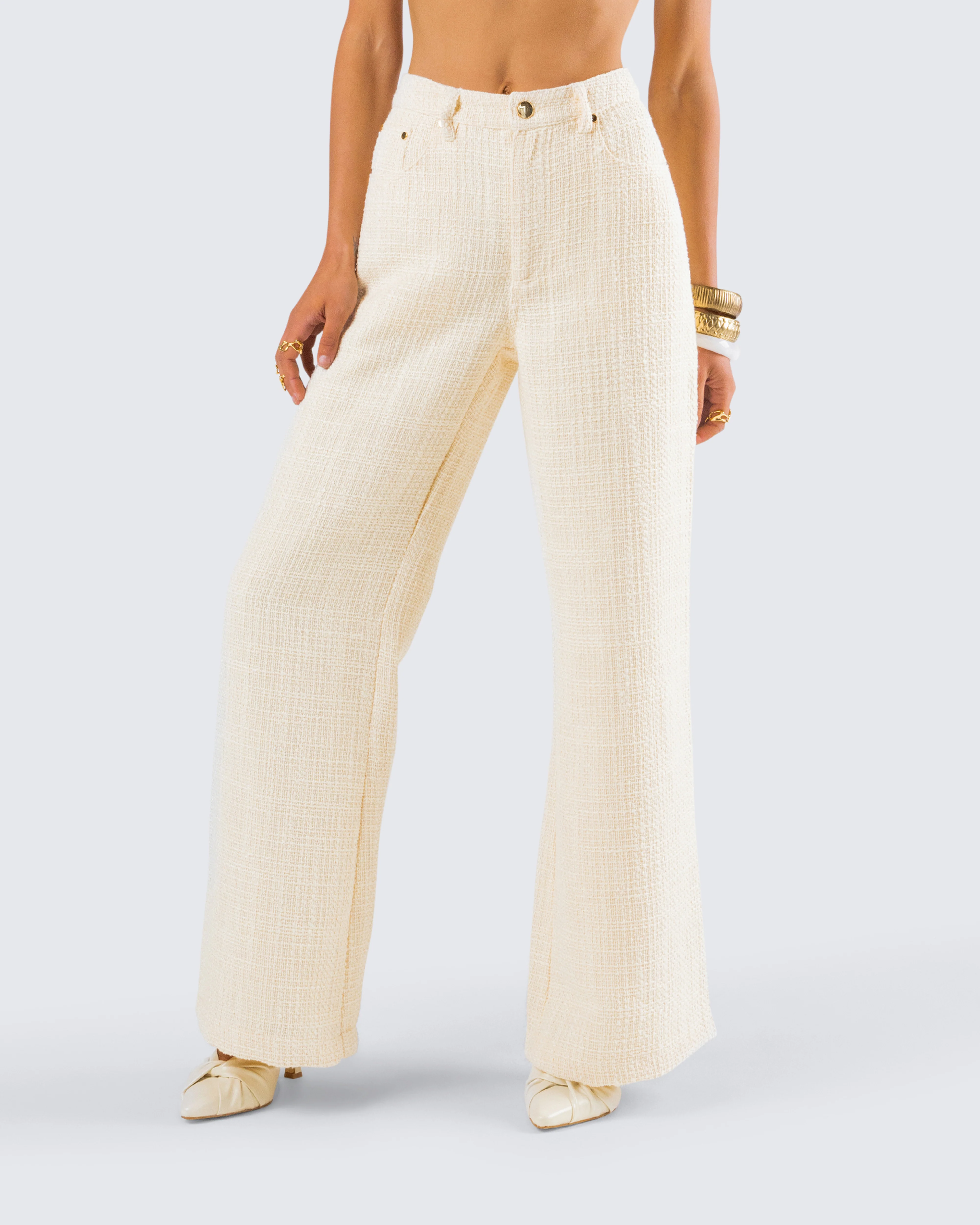 Havanah Ivory Tweed Mid Rise Pant - Image 8