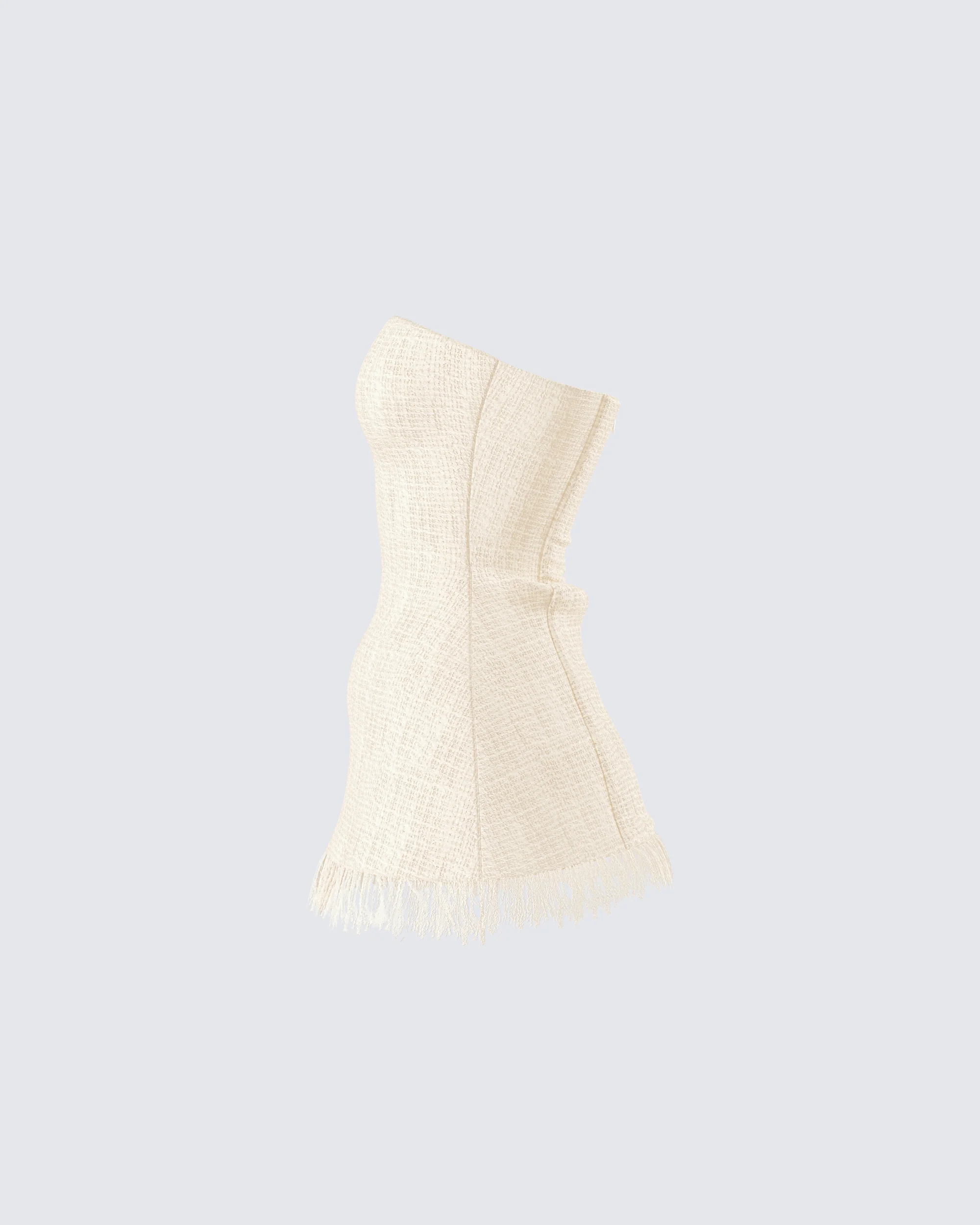 Havanah Ivory Tweed Strapless Top - Image 2