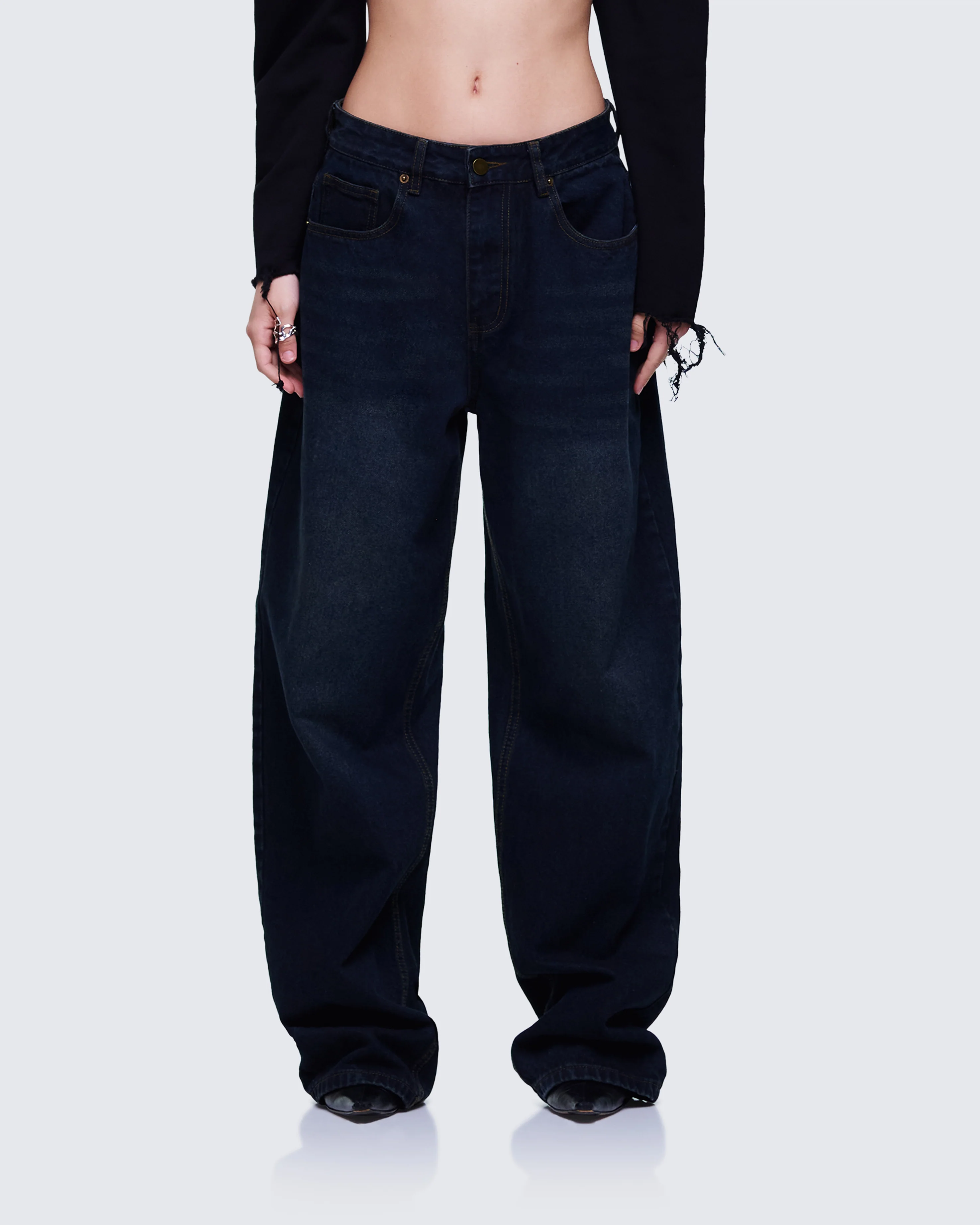 Haylie Blue Denim Baggy Pant - Image 2