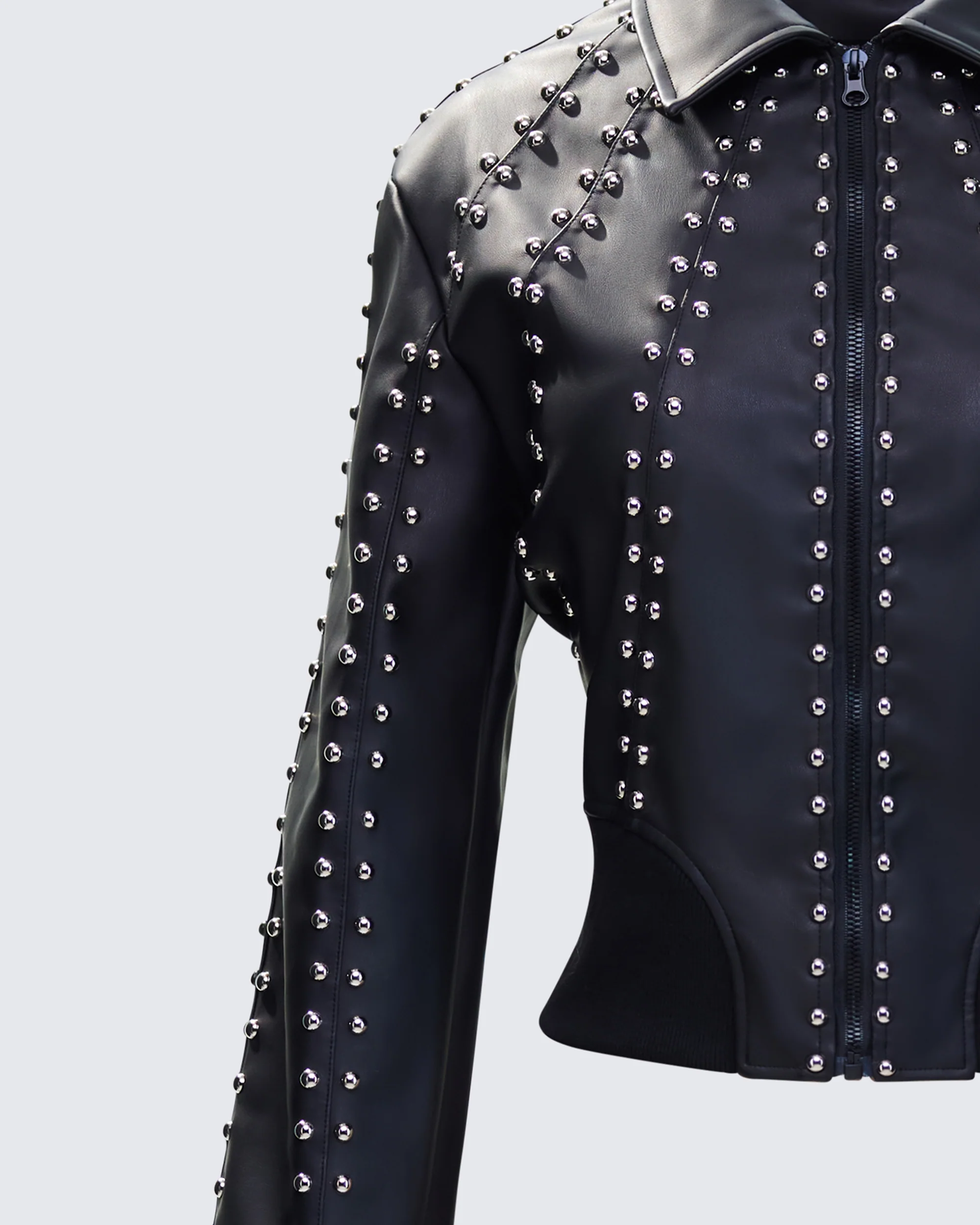 Eleri Black Vegan Leather Studded Jacket - Image 6