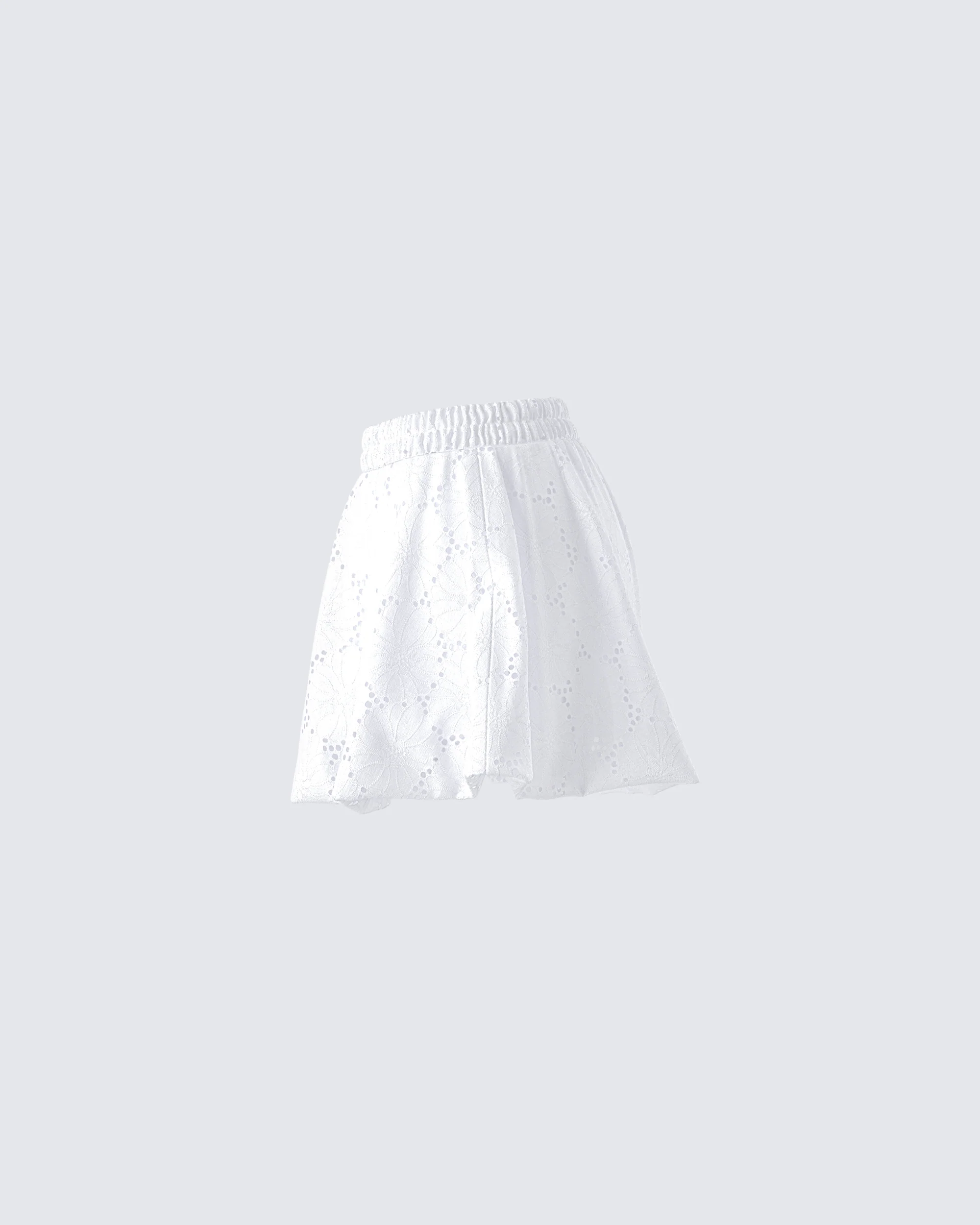 Hedi White Eyelet Bubble Mini Skirt - Image 2