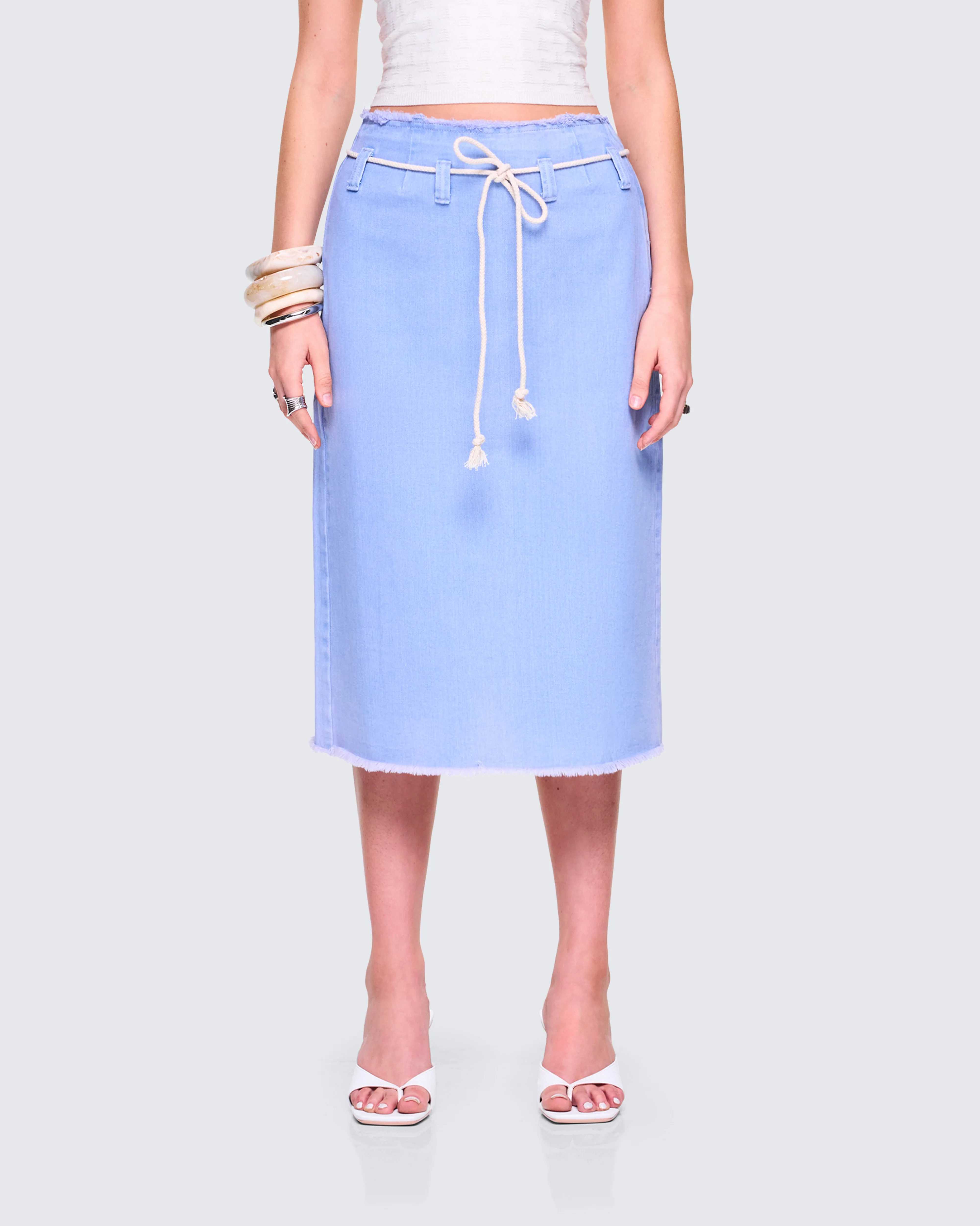 Heidi Blue Column Midi Denim Skirt - Image 4