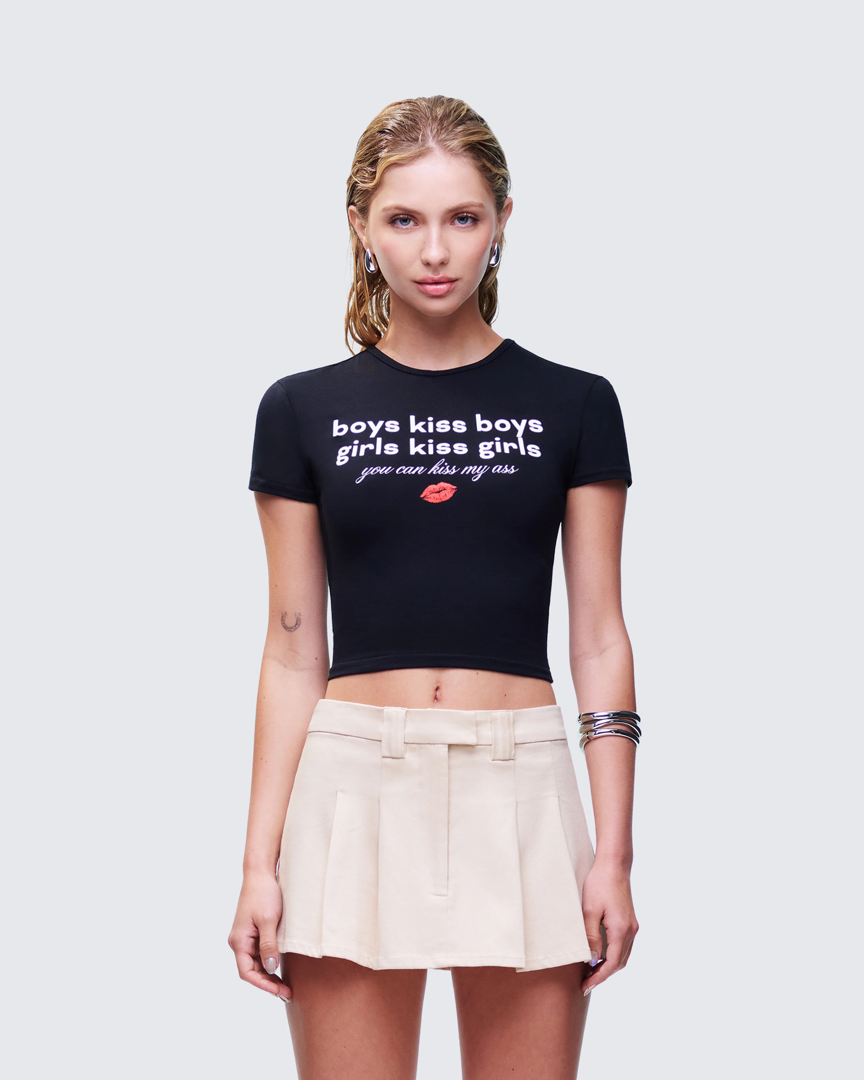 Hema Black Slogan Baby Tee - Image 2
