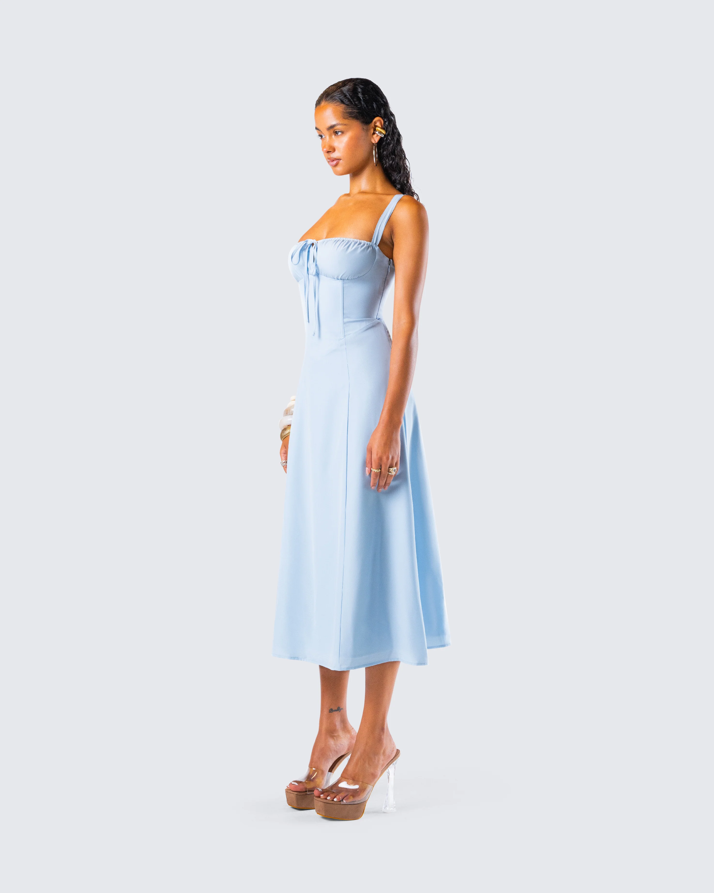 Hera Blue Corset Midi Dress - Image 5