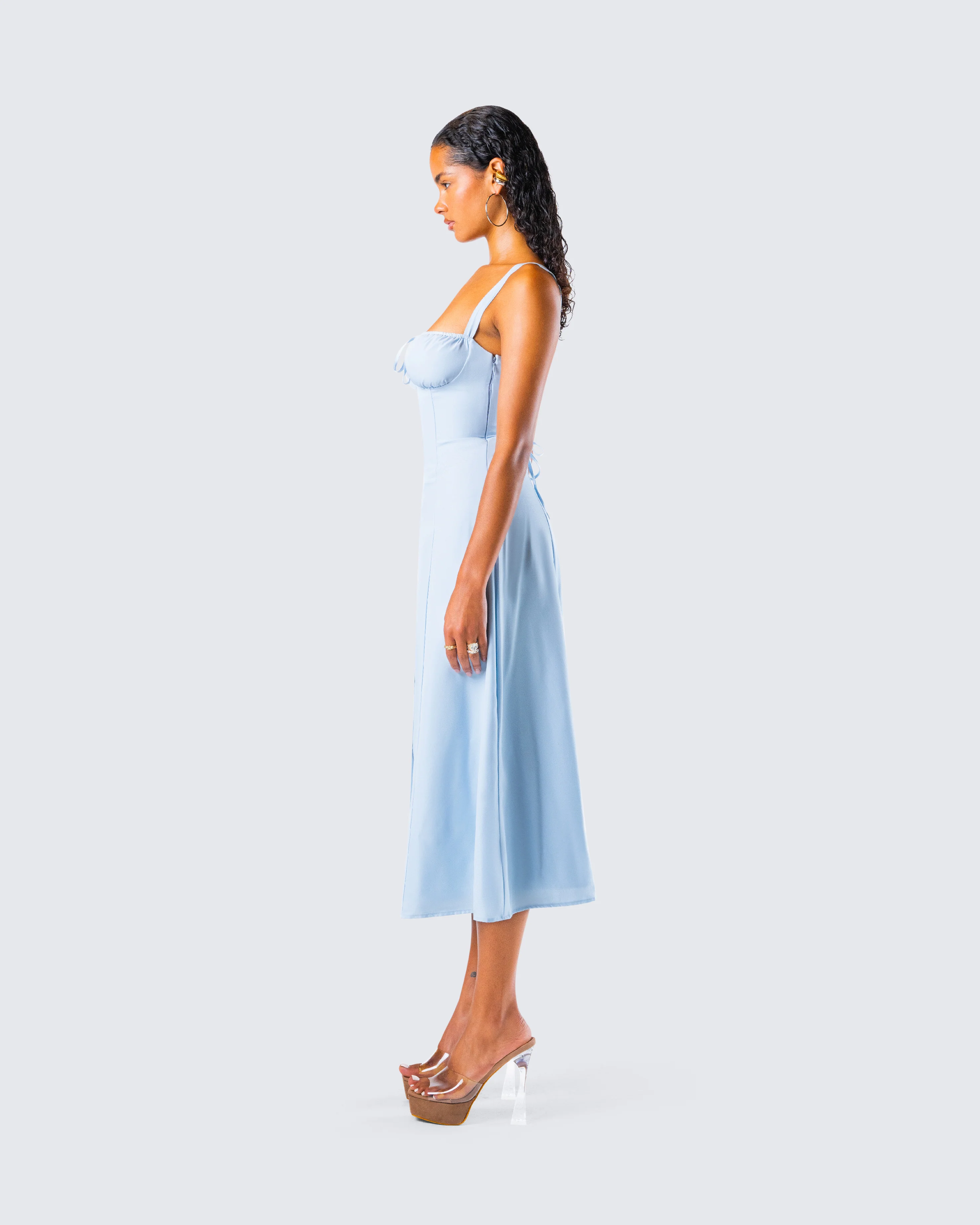 Hera Blue Corset Midi Dress - Image 6