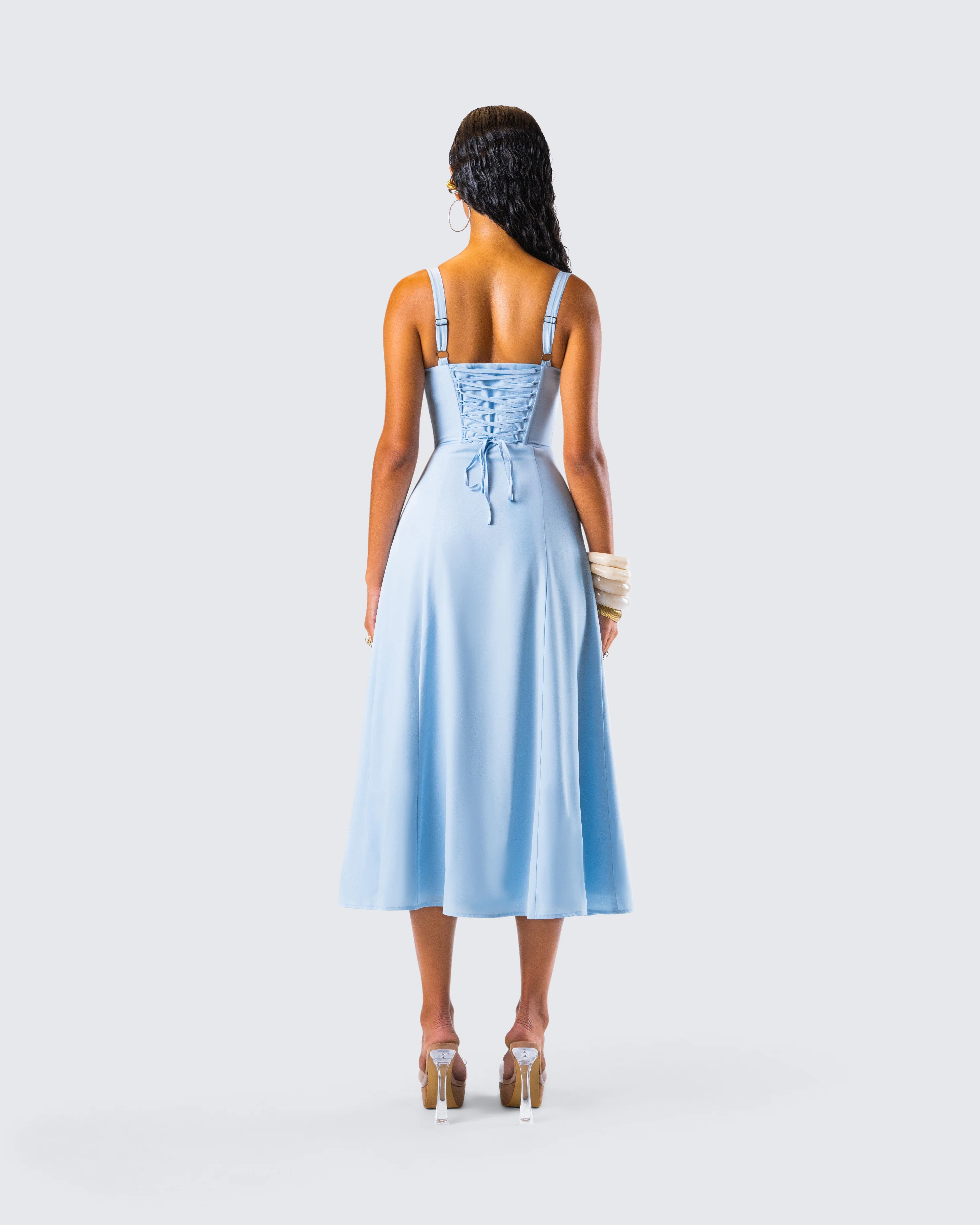 Hera Blue Corset Midi Dress - Image 7