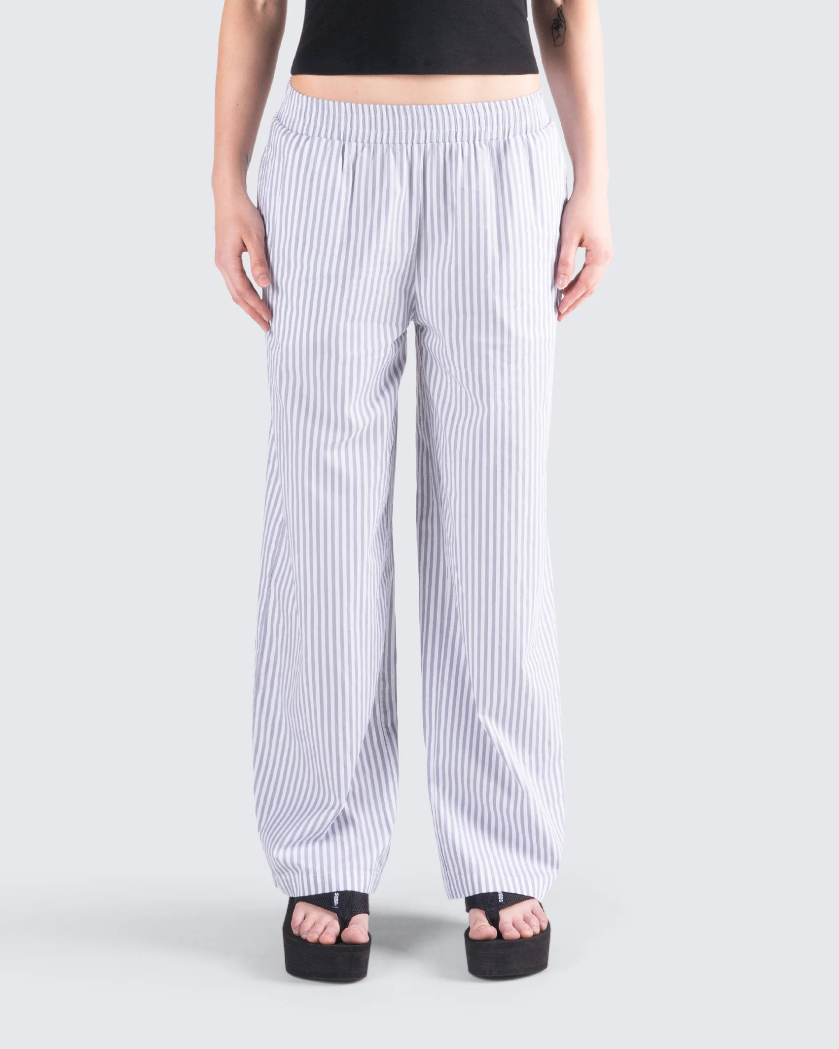 Hetty Grey Stripe Poplin Pant - Image 4