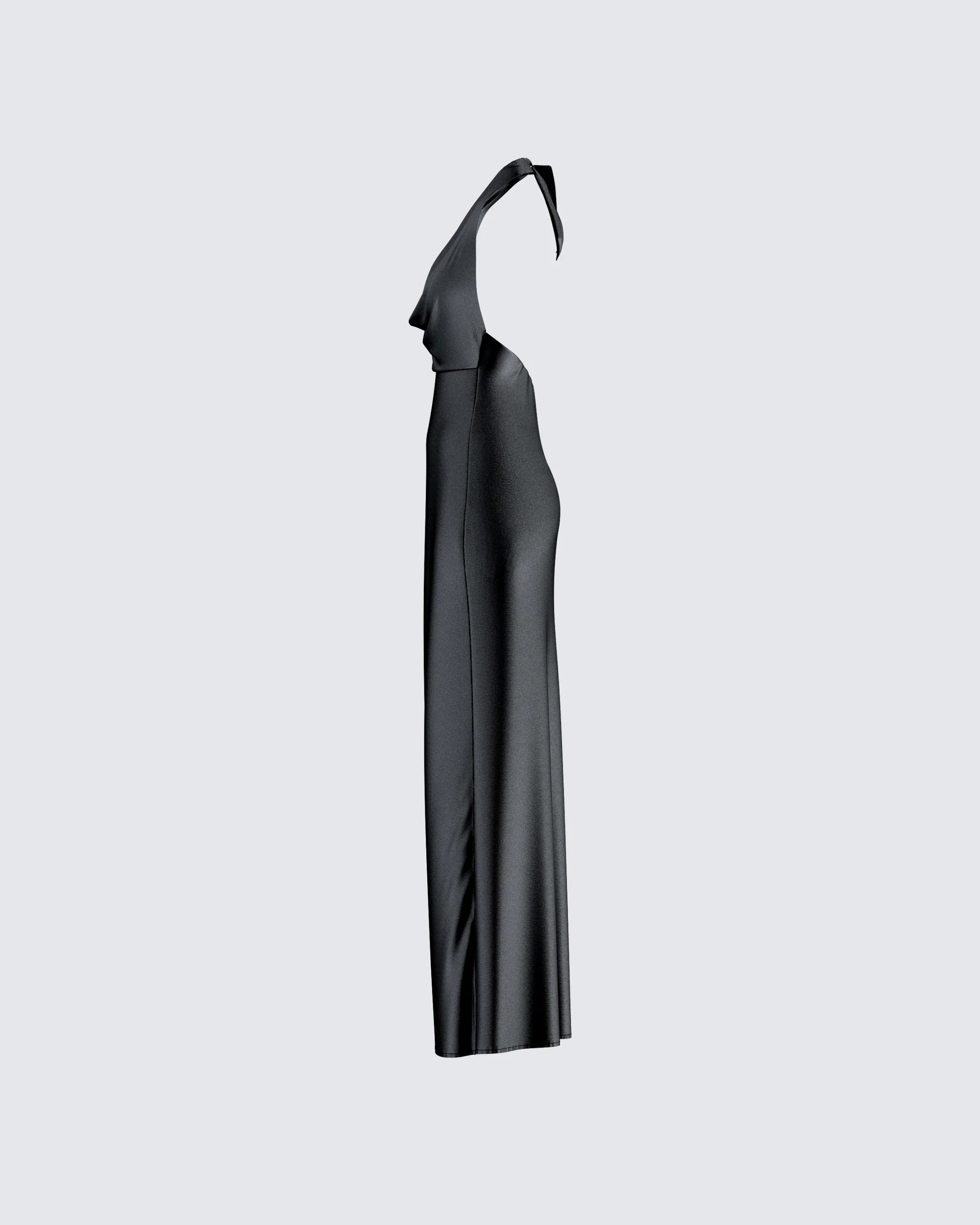 Holly Black Satin Cowl Maxi Dress - Image 2