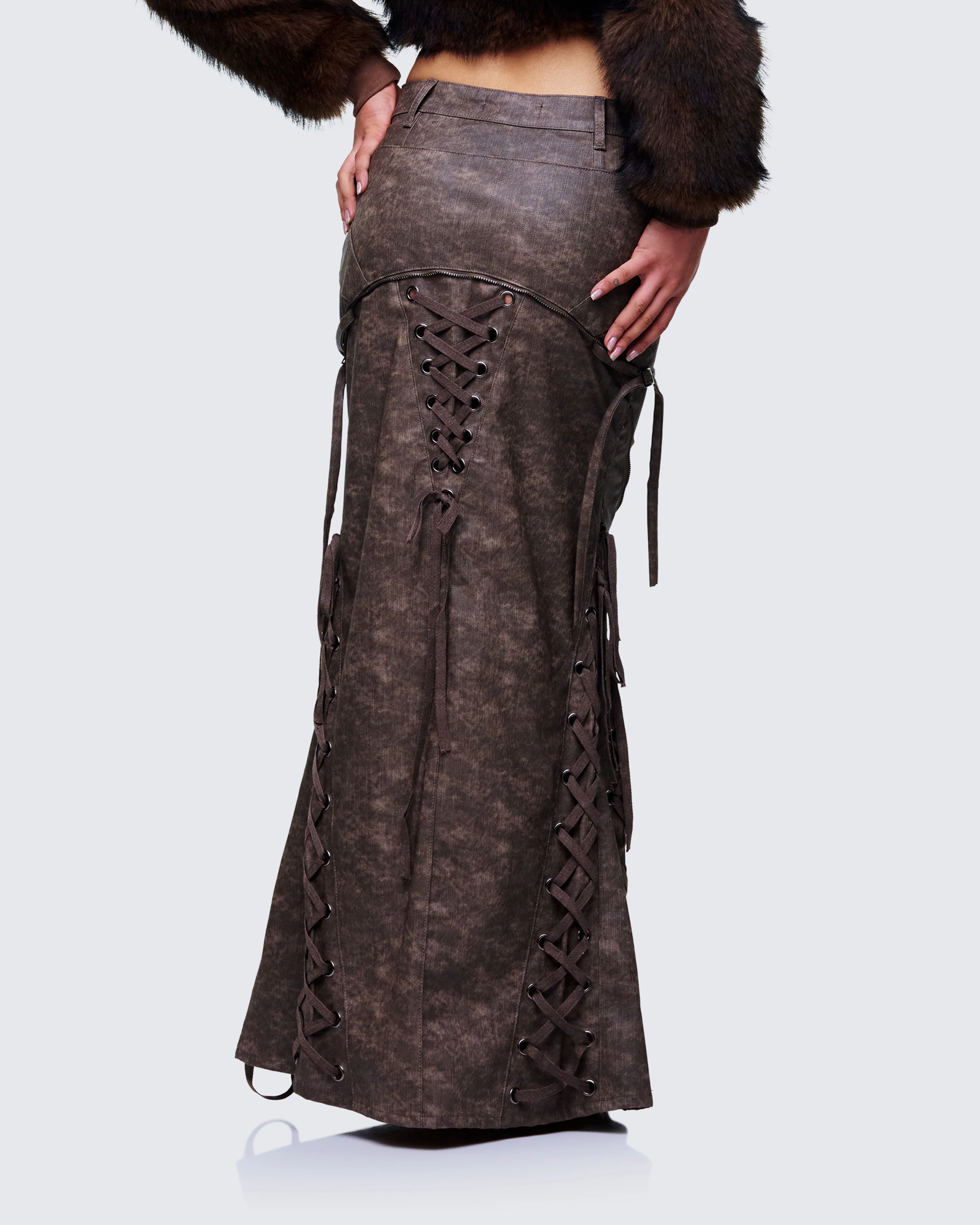 Hosea Brown Vegan Leather Maxi Skirt - Image 4