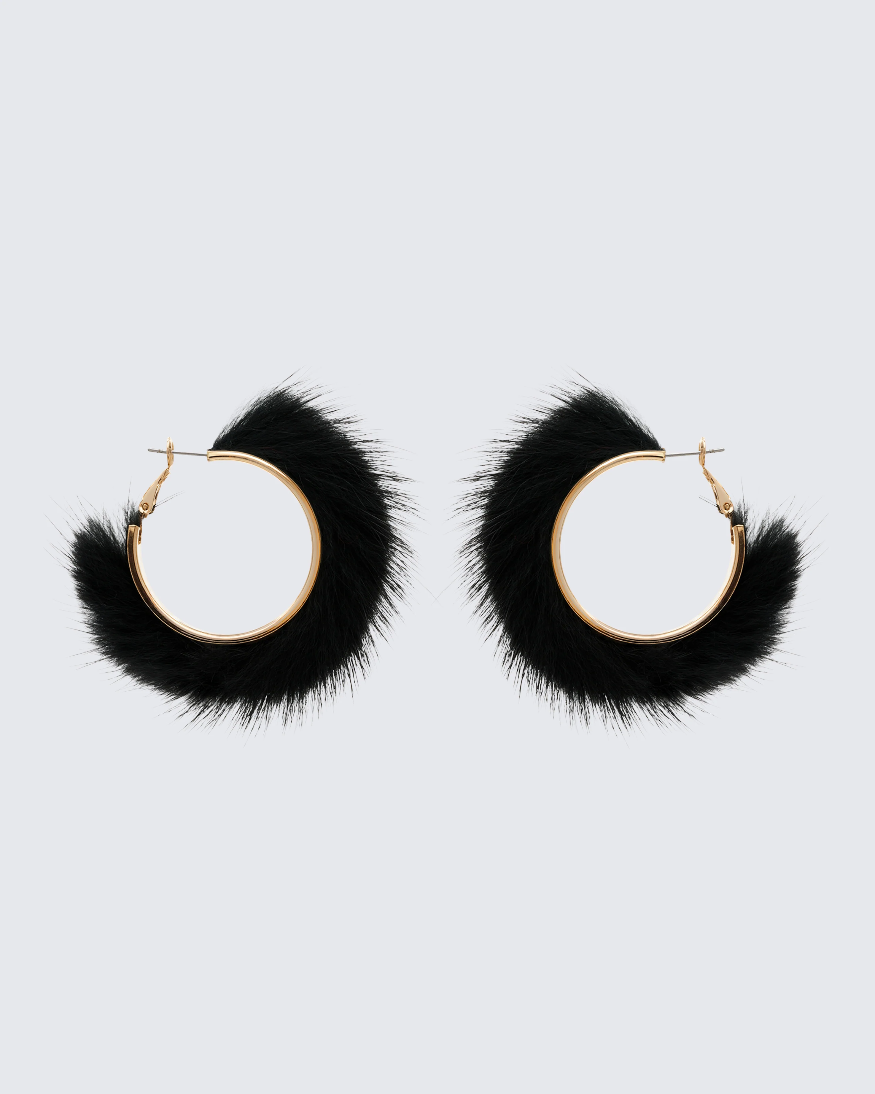 Huntleigh Black Fur Hoop Earrings - Image 2