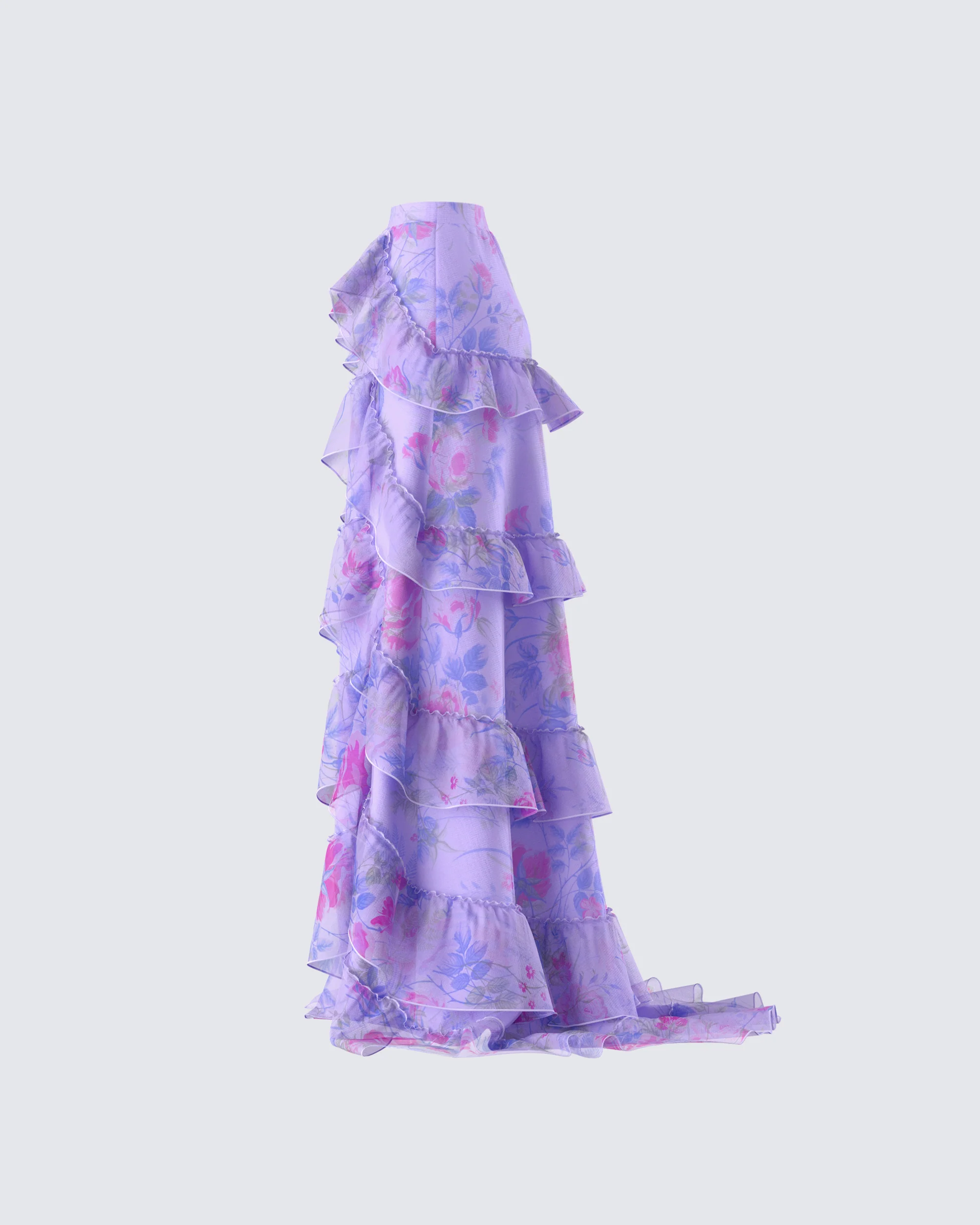 Ida Purple Floral Organza Maxi Skirt - Image 2