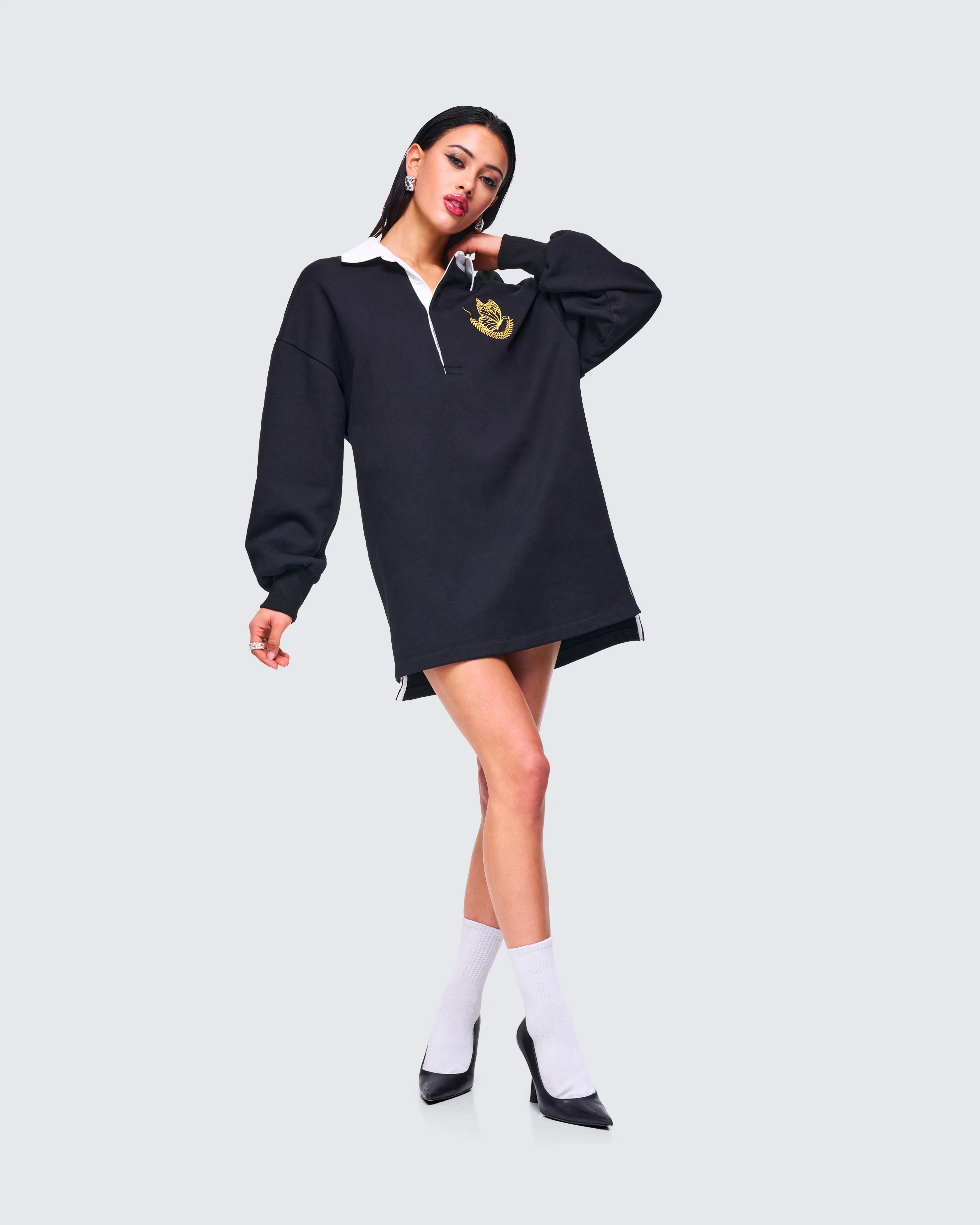Iden Black Rugby Polo Dress - Image 6