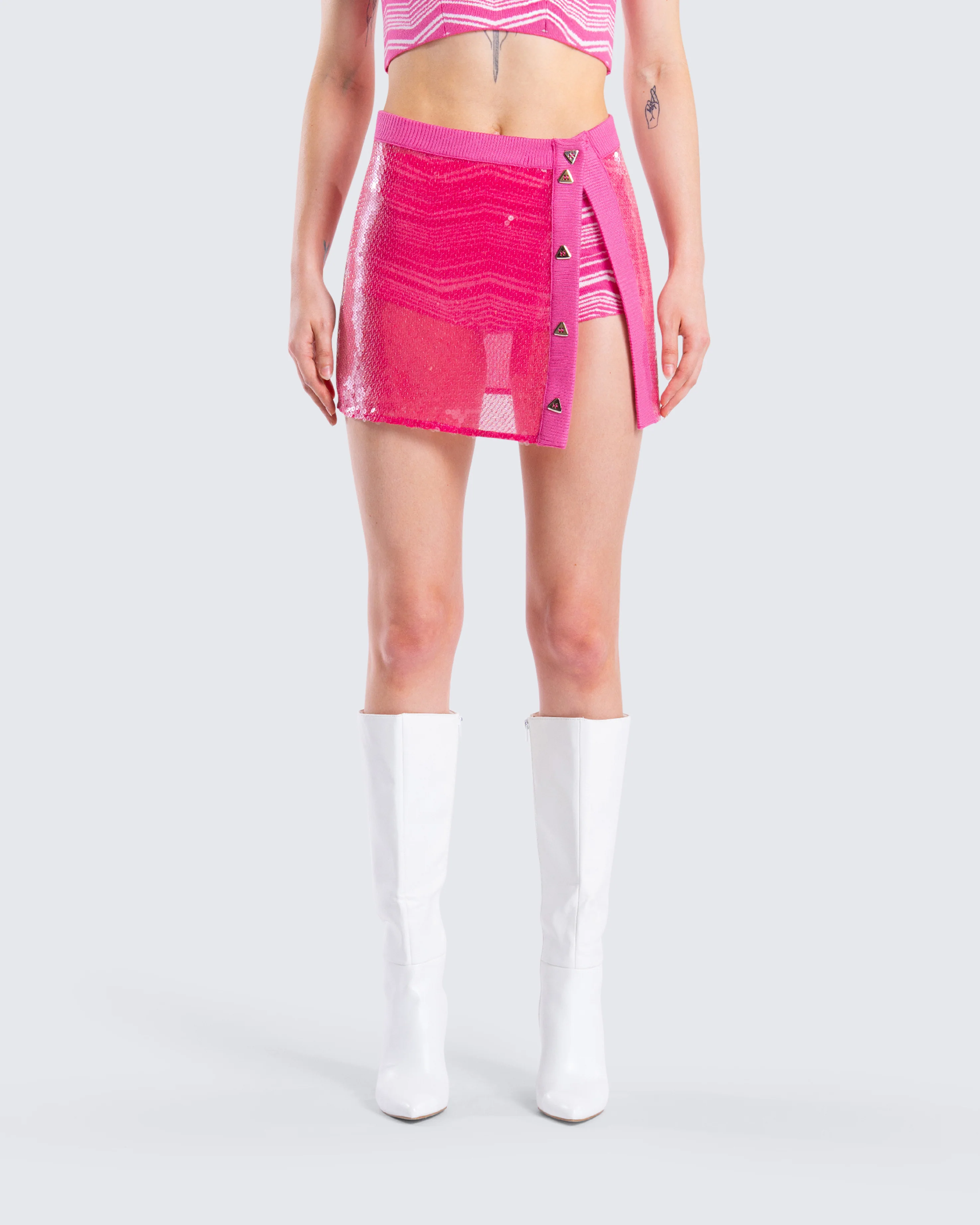 Irie Pink Sequin Mini Skirt - Image 4