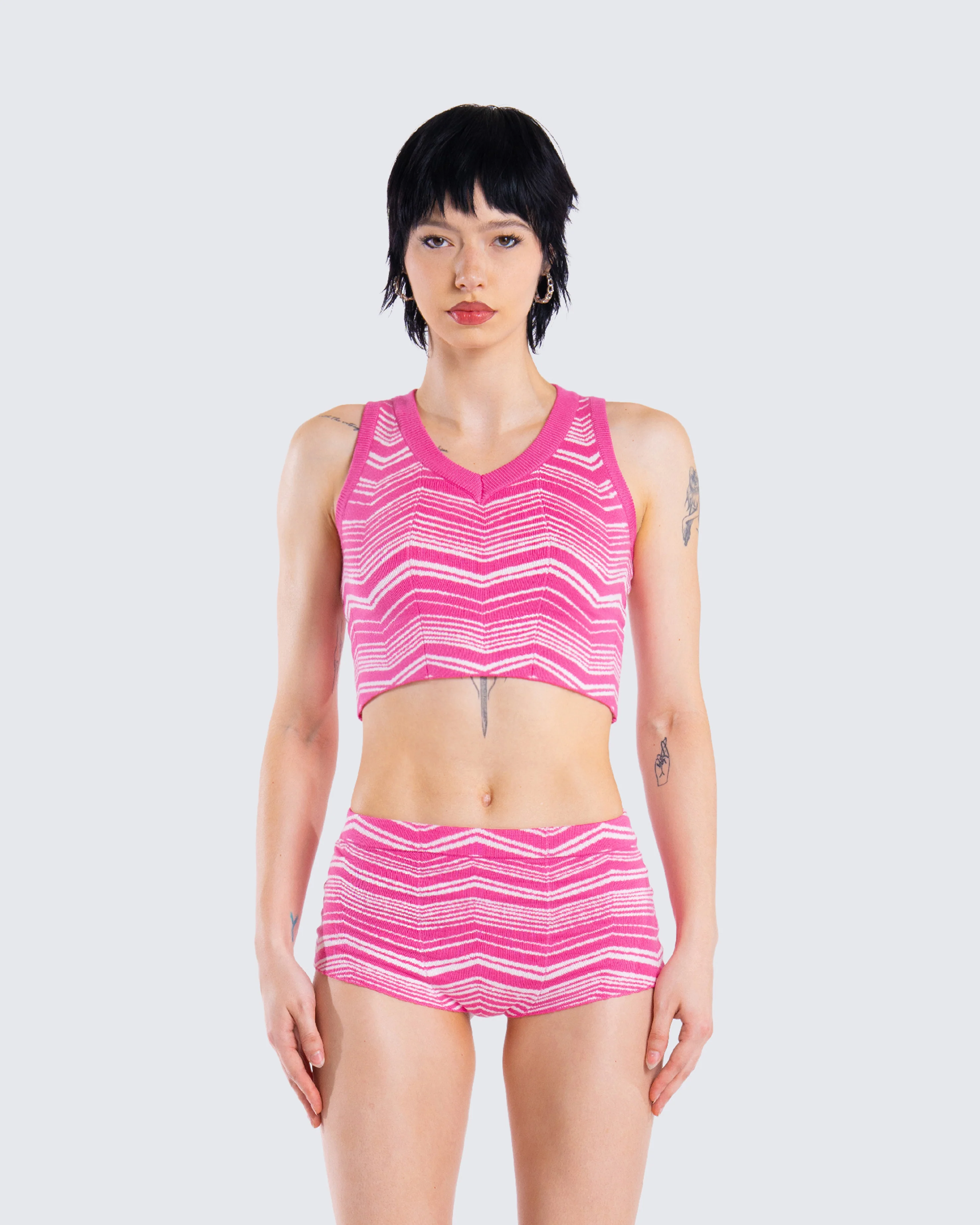 Irie Pink Zig Zag Knit Top - Image 4