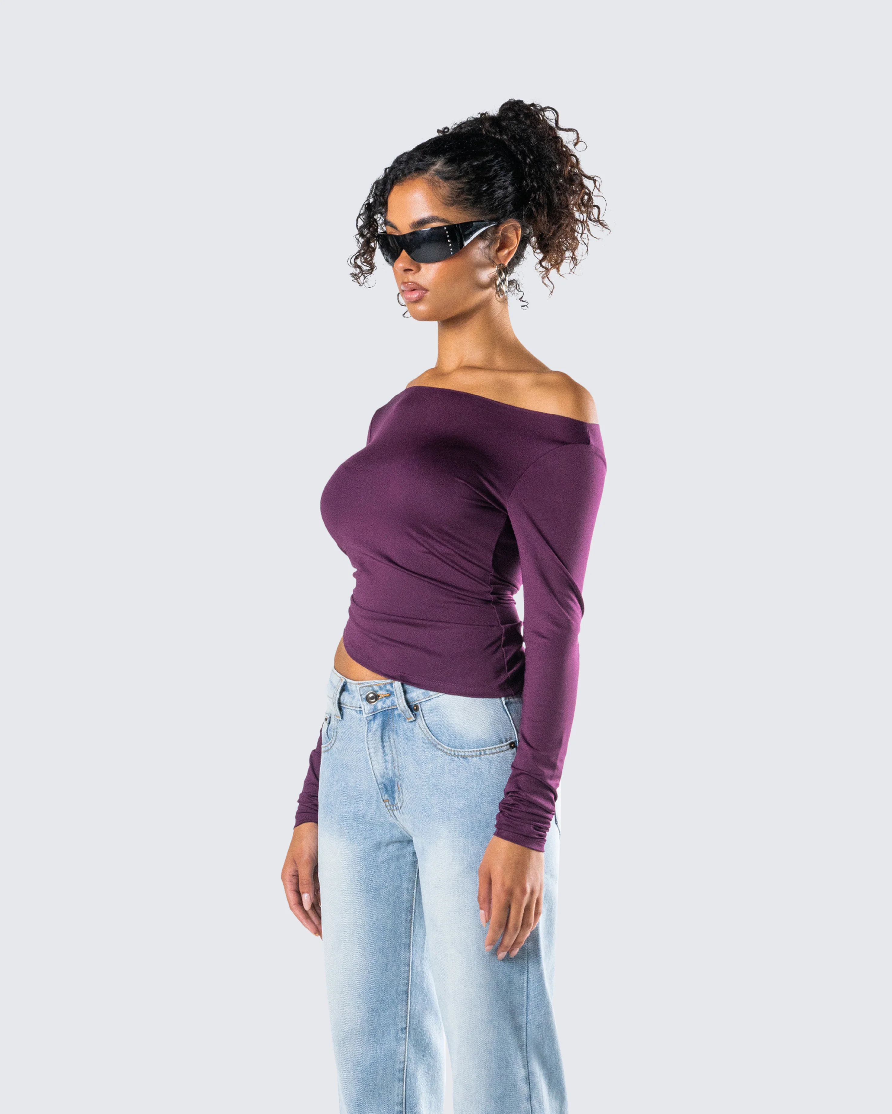 Isa Burgundy Jersey Asymmetric Top - Image 5