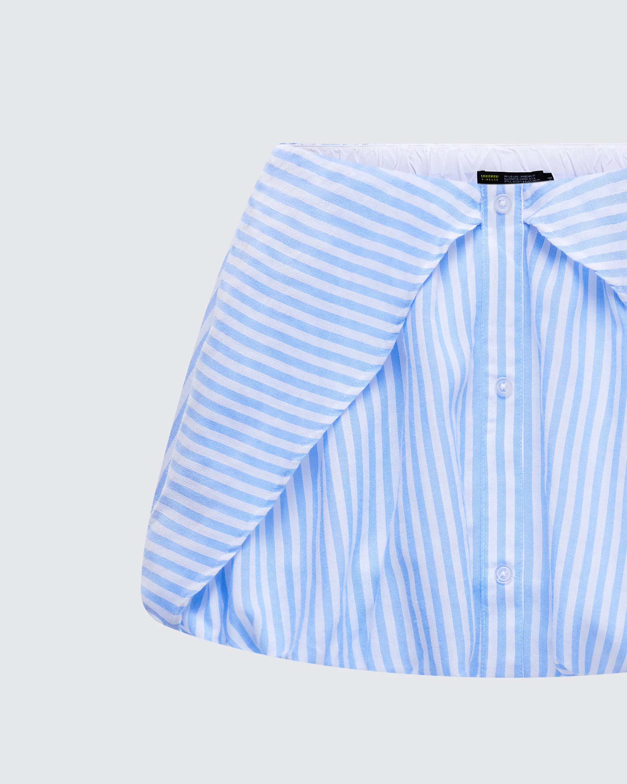 Isha Blue Striped Micro Mini Bubble Skirt - Image 7