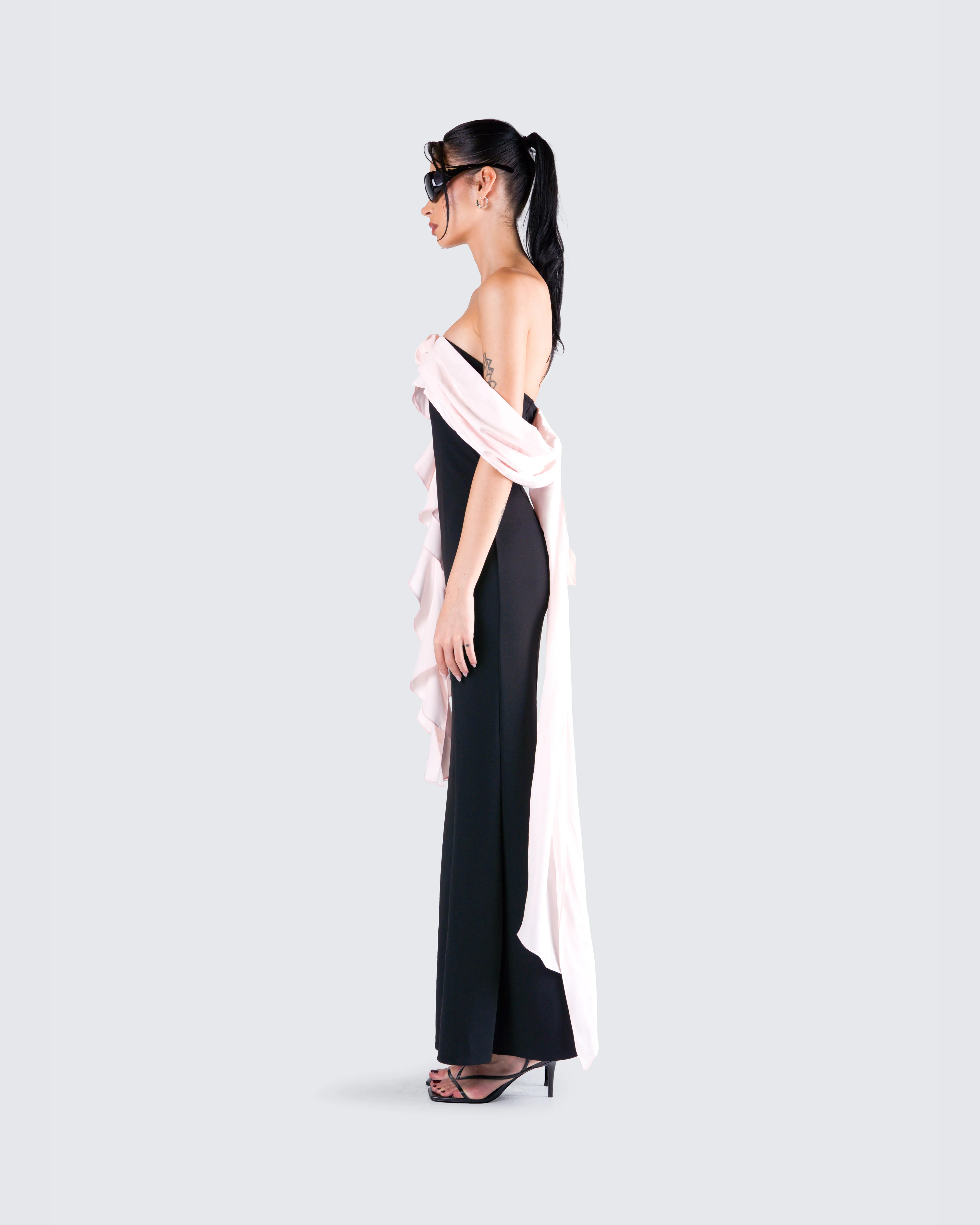 Ishita Black Draped Maxi Dress - Image 5
