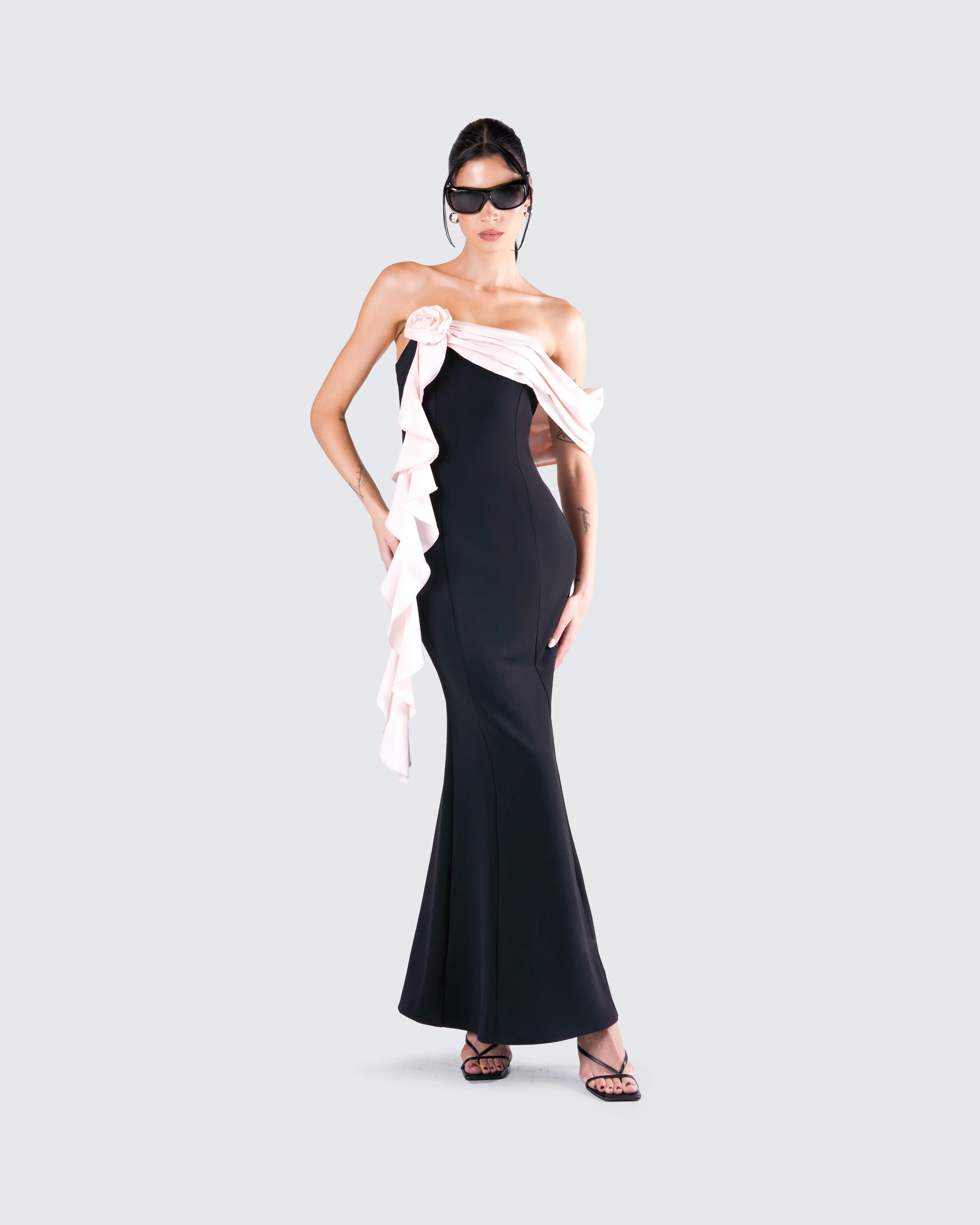 Ishita Black Draped Maxi Dress - Image 8