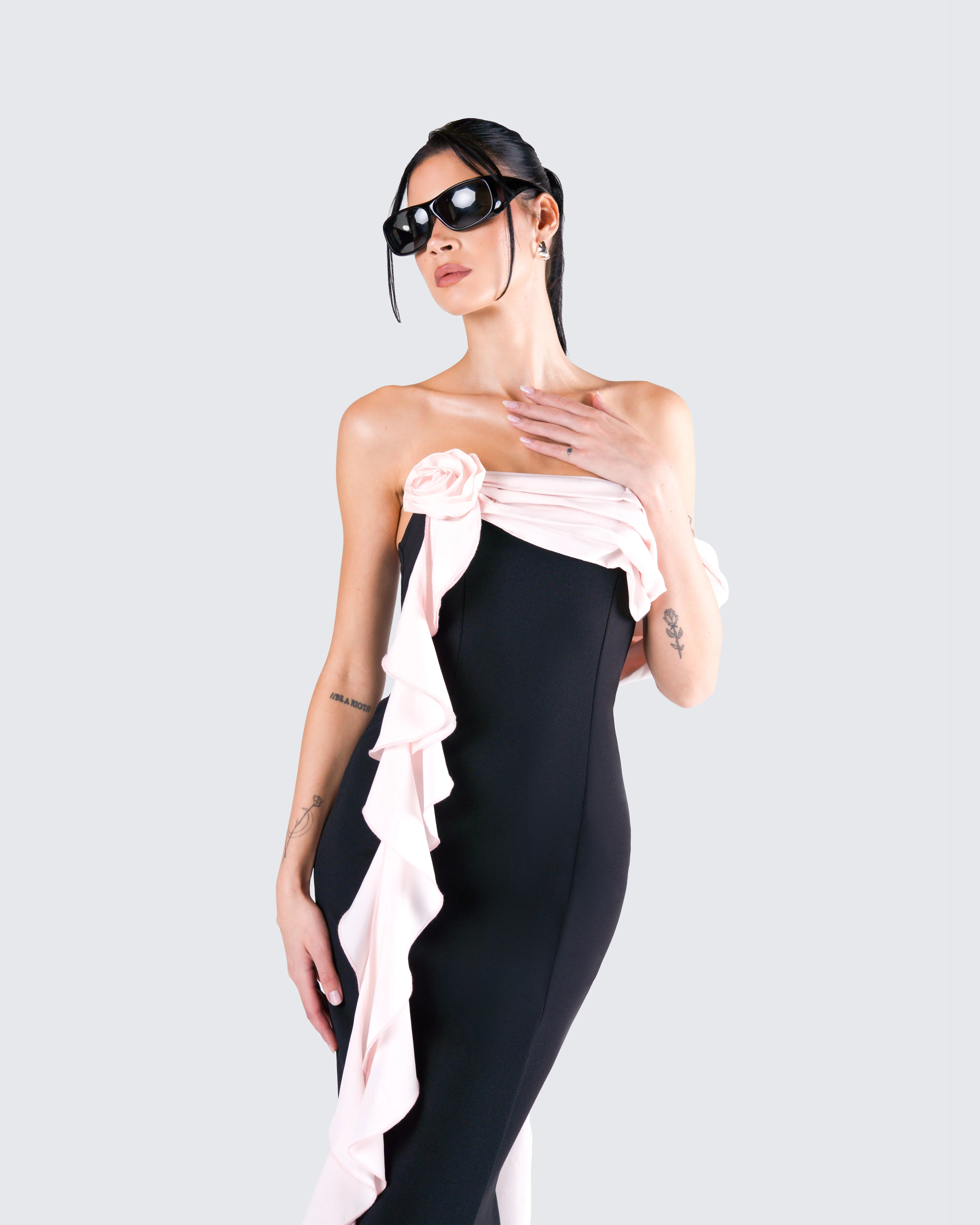 Ishita Black Draped Maxi Dress - Image 9