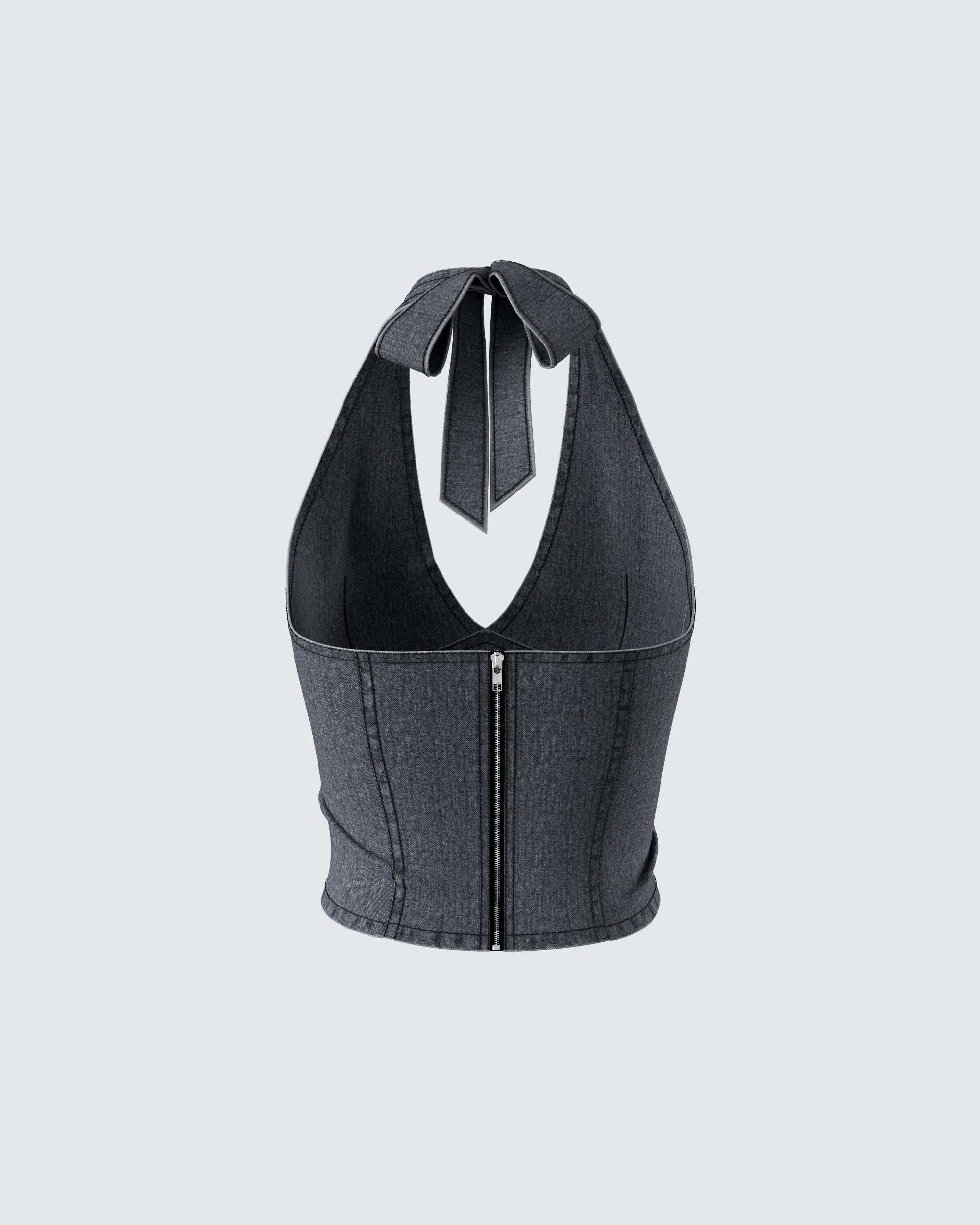 Ismay Black Denim Halter Top - Image 3