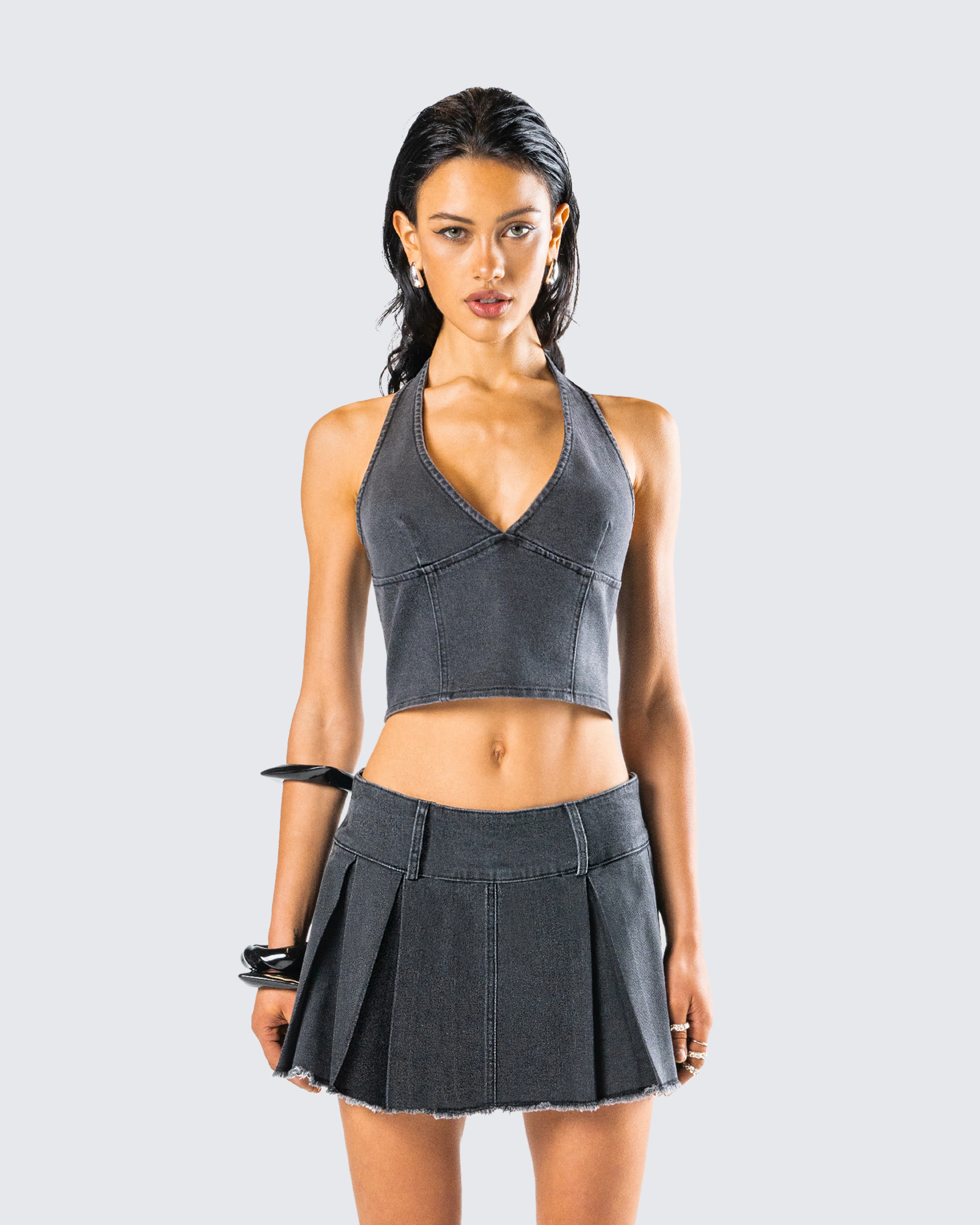 Ismay Black Denim Halter Top - Image 4