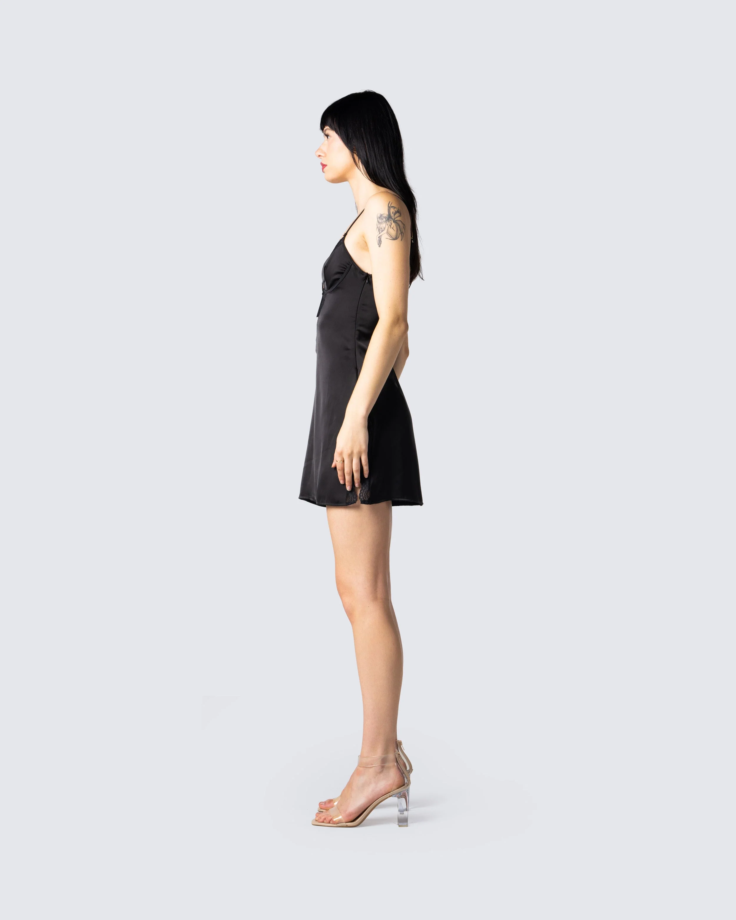 Ivy Black Lace Trim Mini Dress - Image 3