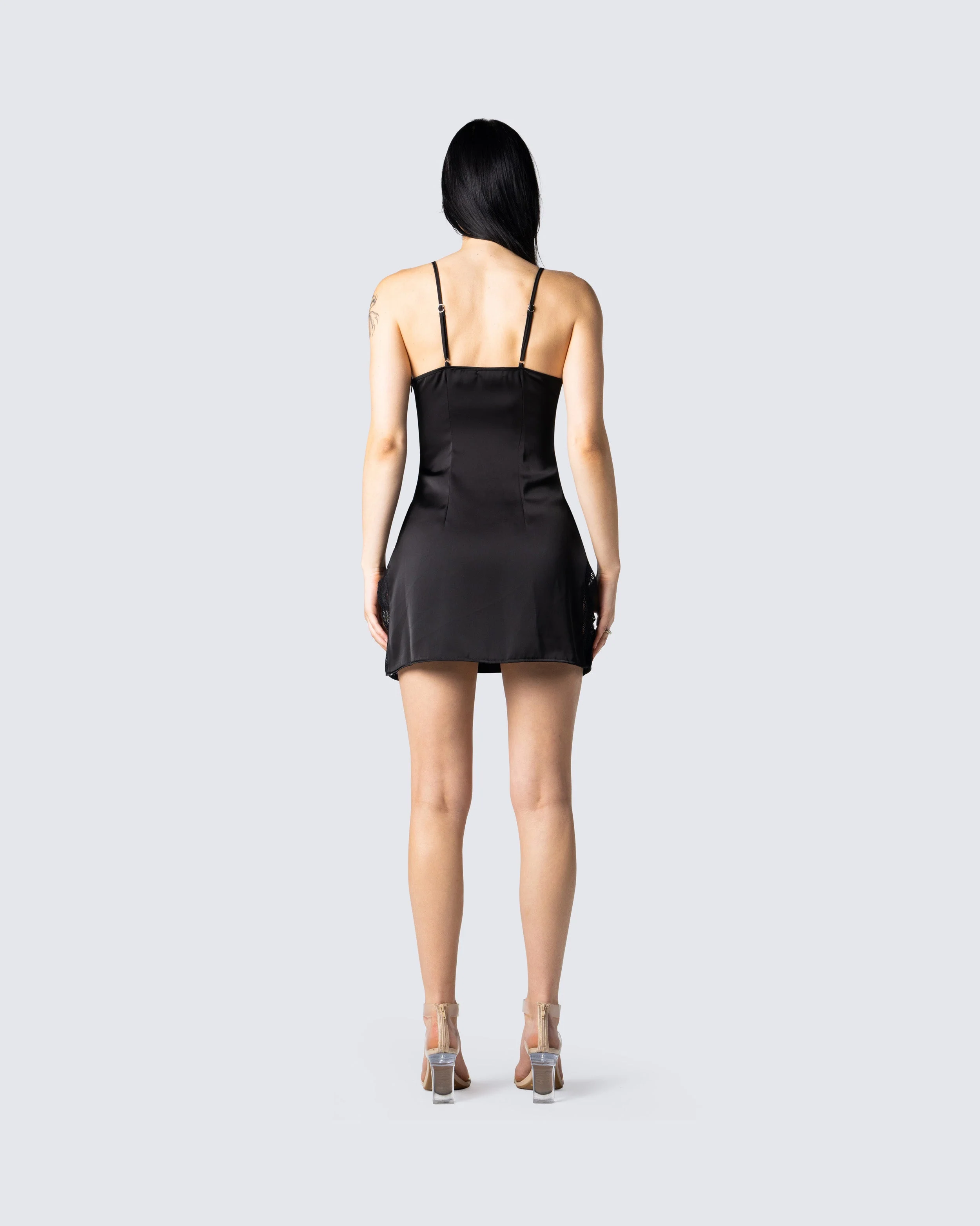 Ivy Black Lace Trim Mini Dress - Image 4