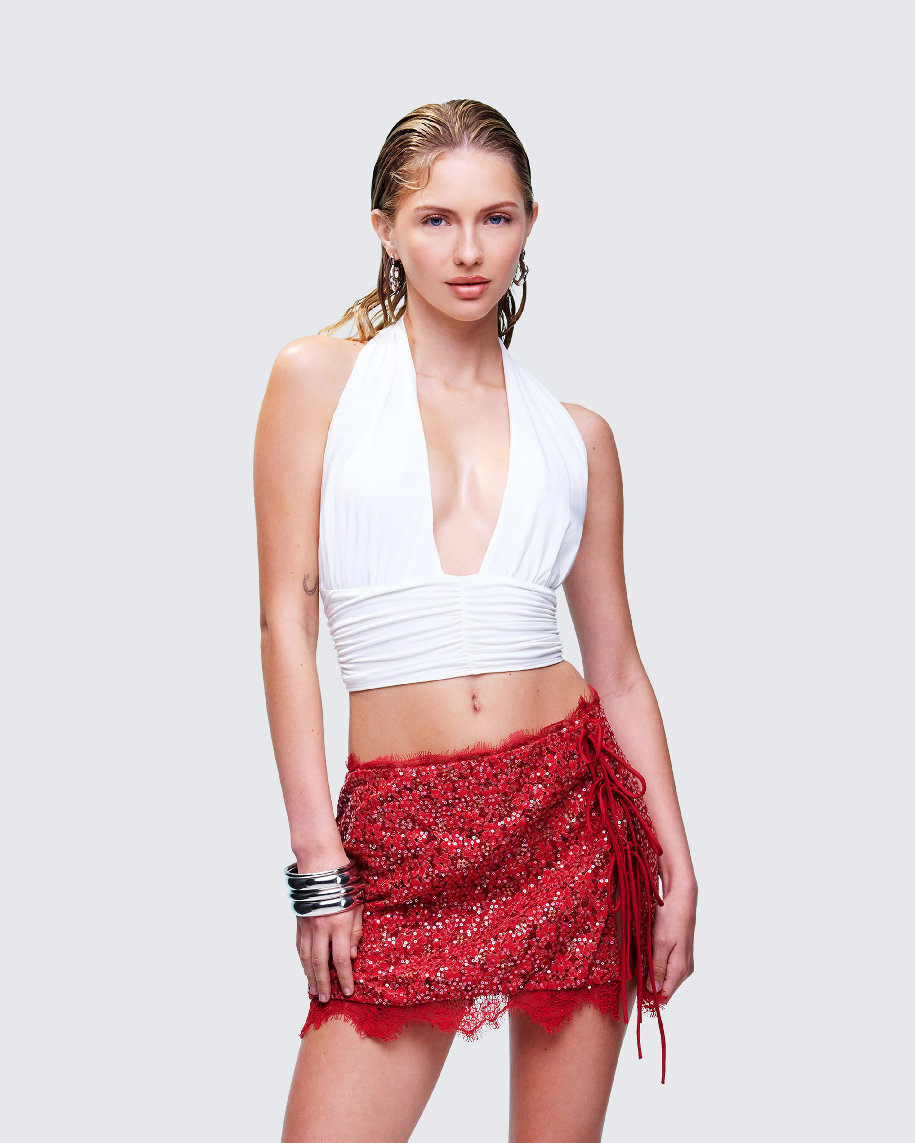 Iyanu Ivory Jersey Halter Top - Image 3