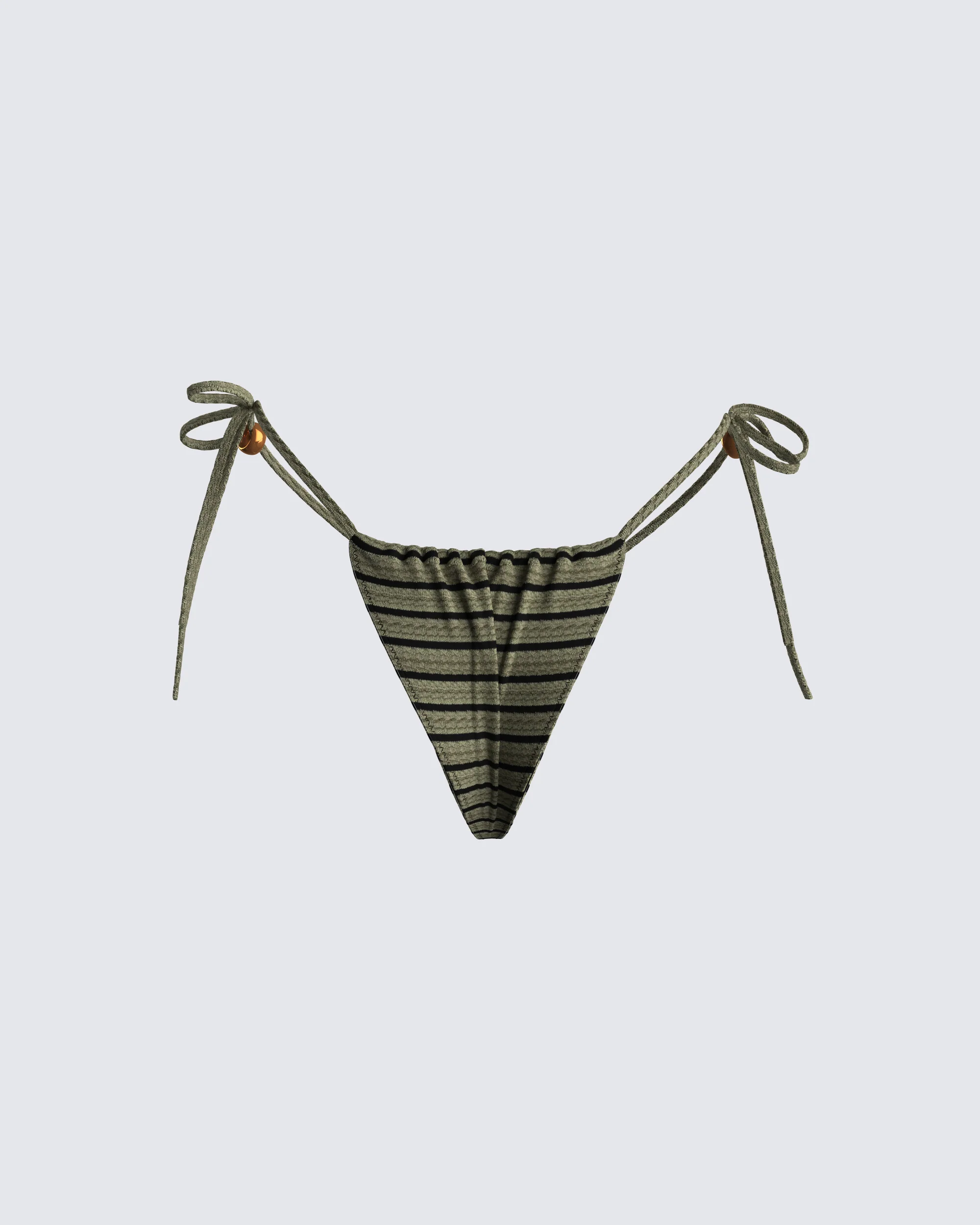 Izzy Olive Stripe Bikini Bottom - Image 3