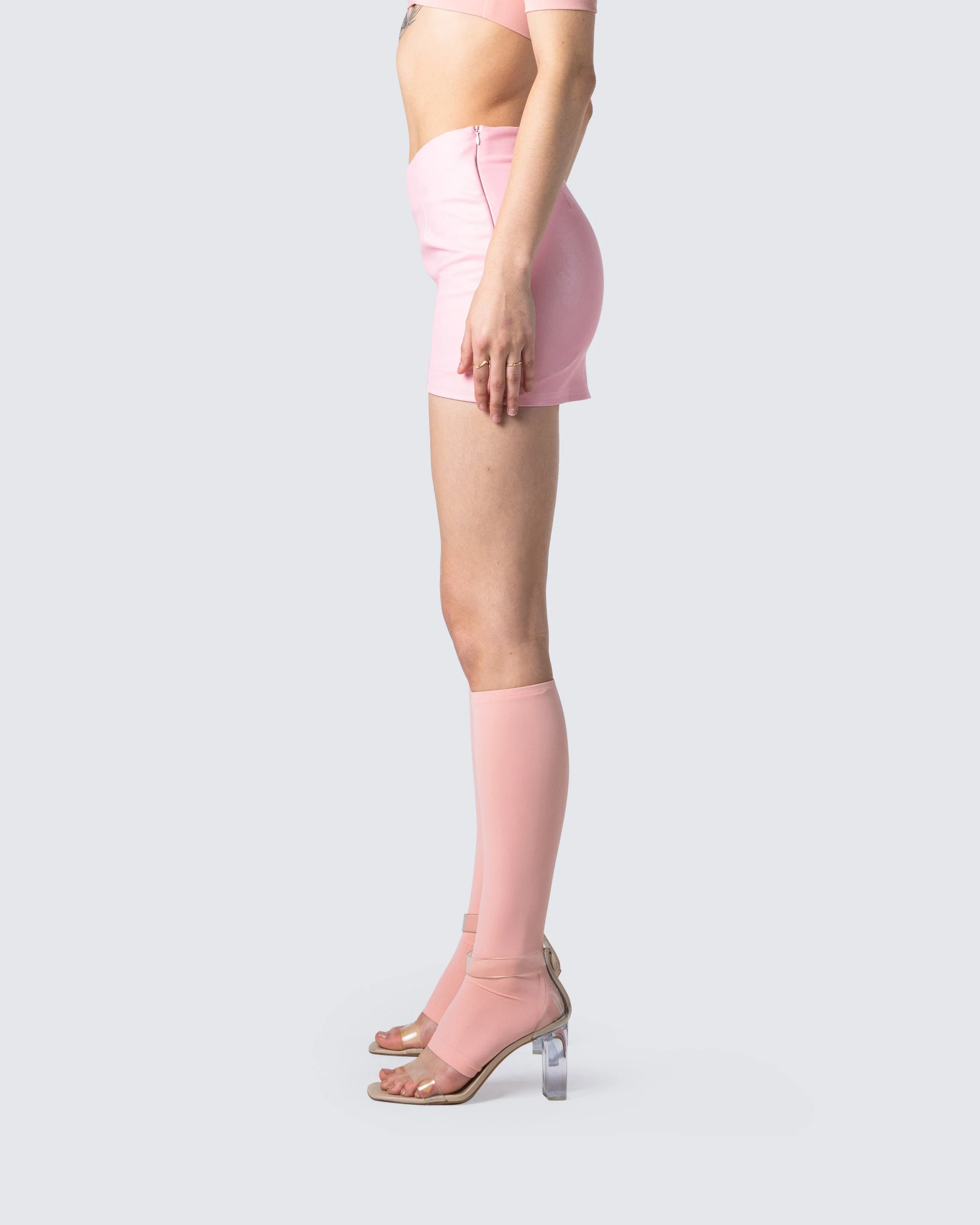 Jacque Pink Vegan Leather Skirt - Image 5