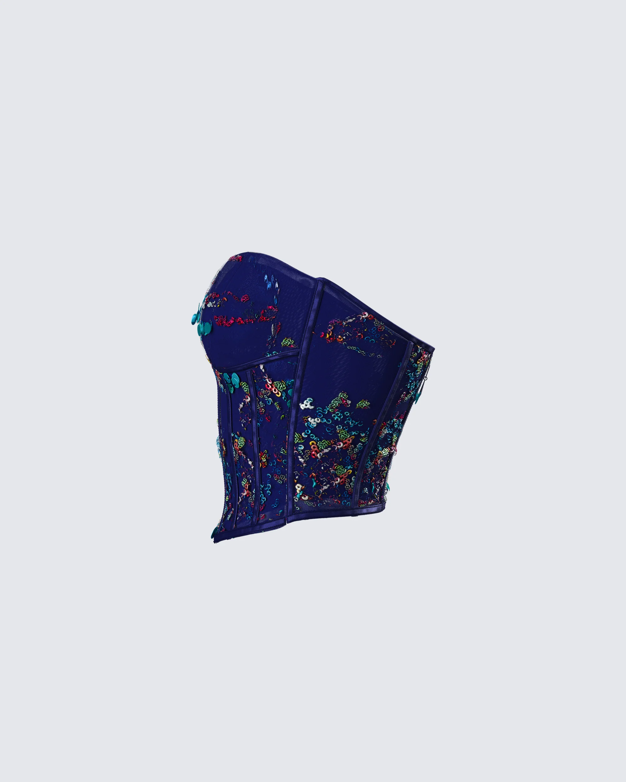 Jadira Blue Sequin Corset Top - Image 2