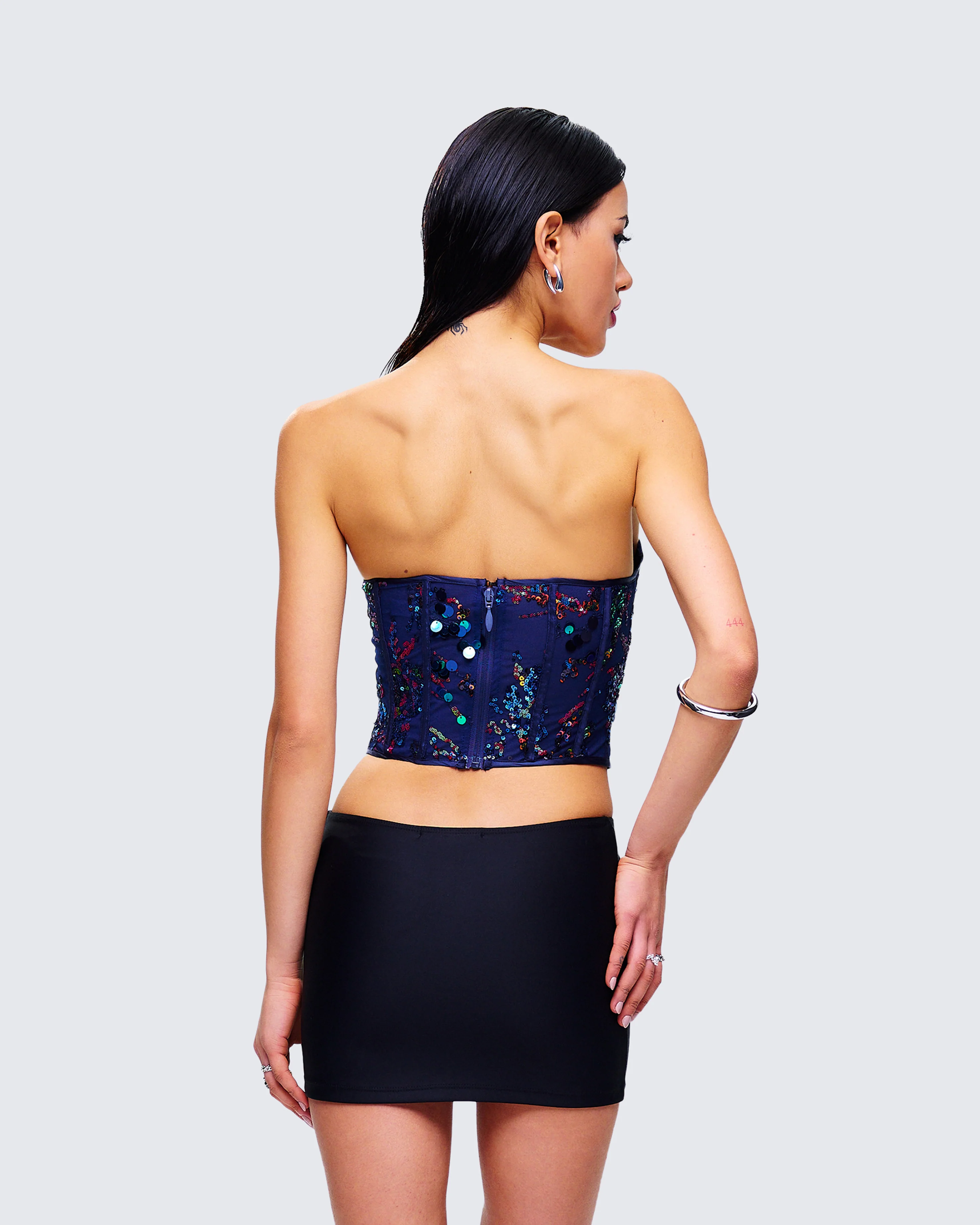 Jadira Blue Sequin Corset Top - Image 7