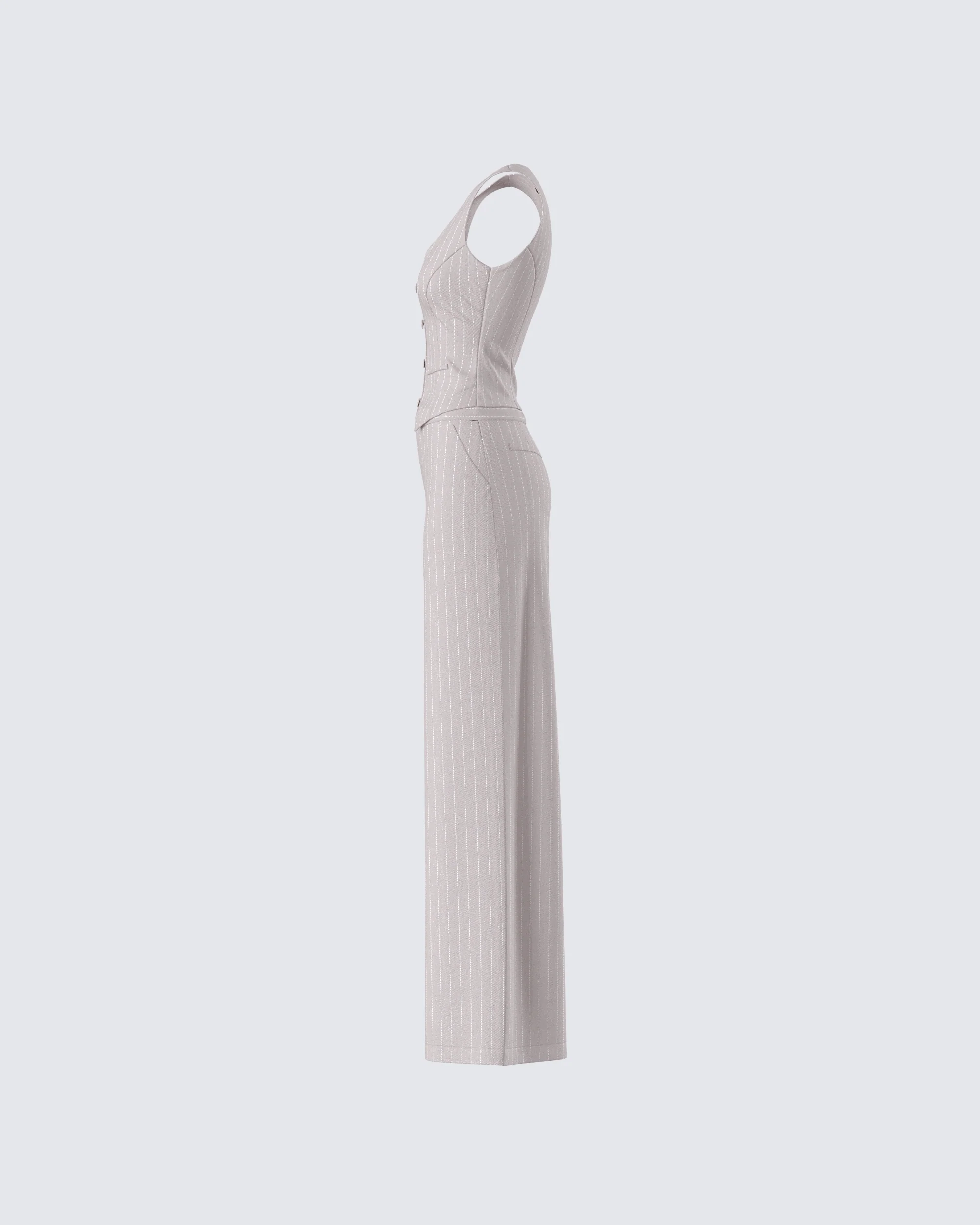 Jaelyn Beige Pinstripe Set - Image 2