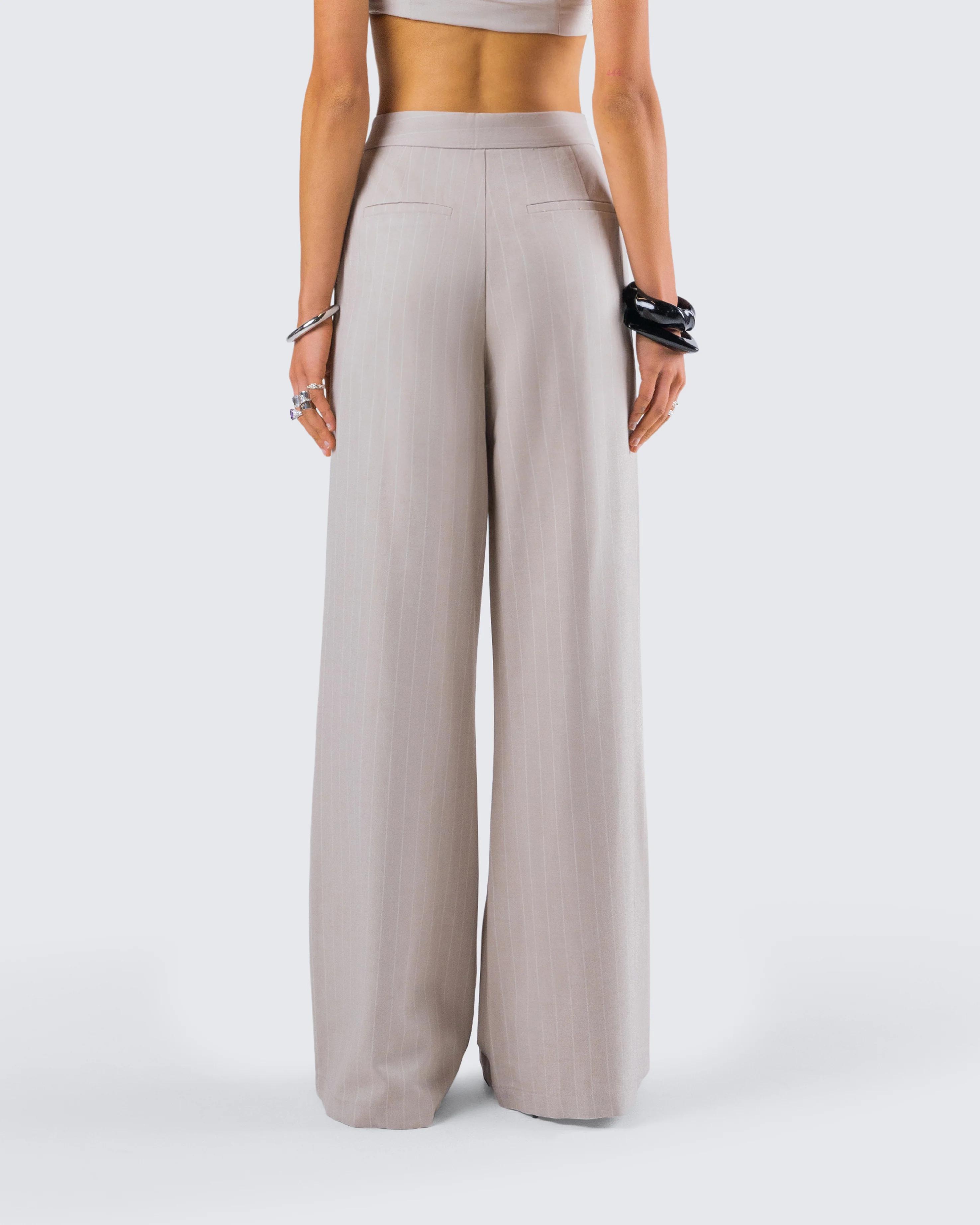 Jaelyn Beige Pinstripe Trouser - Image 7