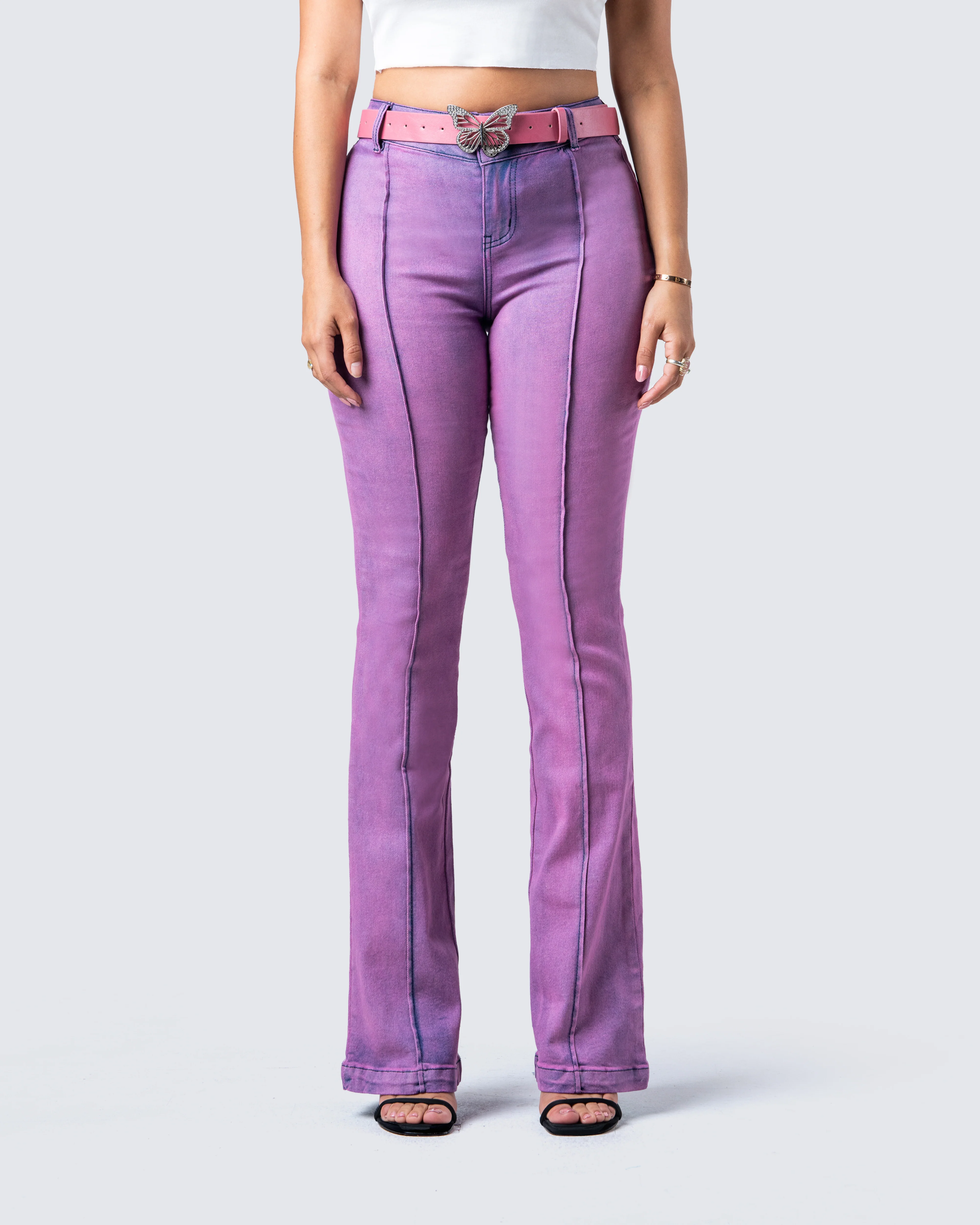 Janice Pink Mid Rise Flared Jean - Image 4