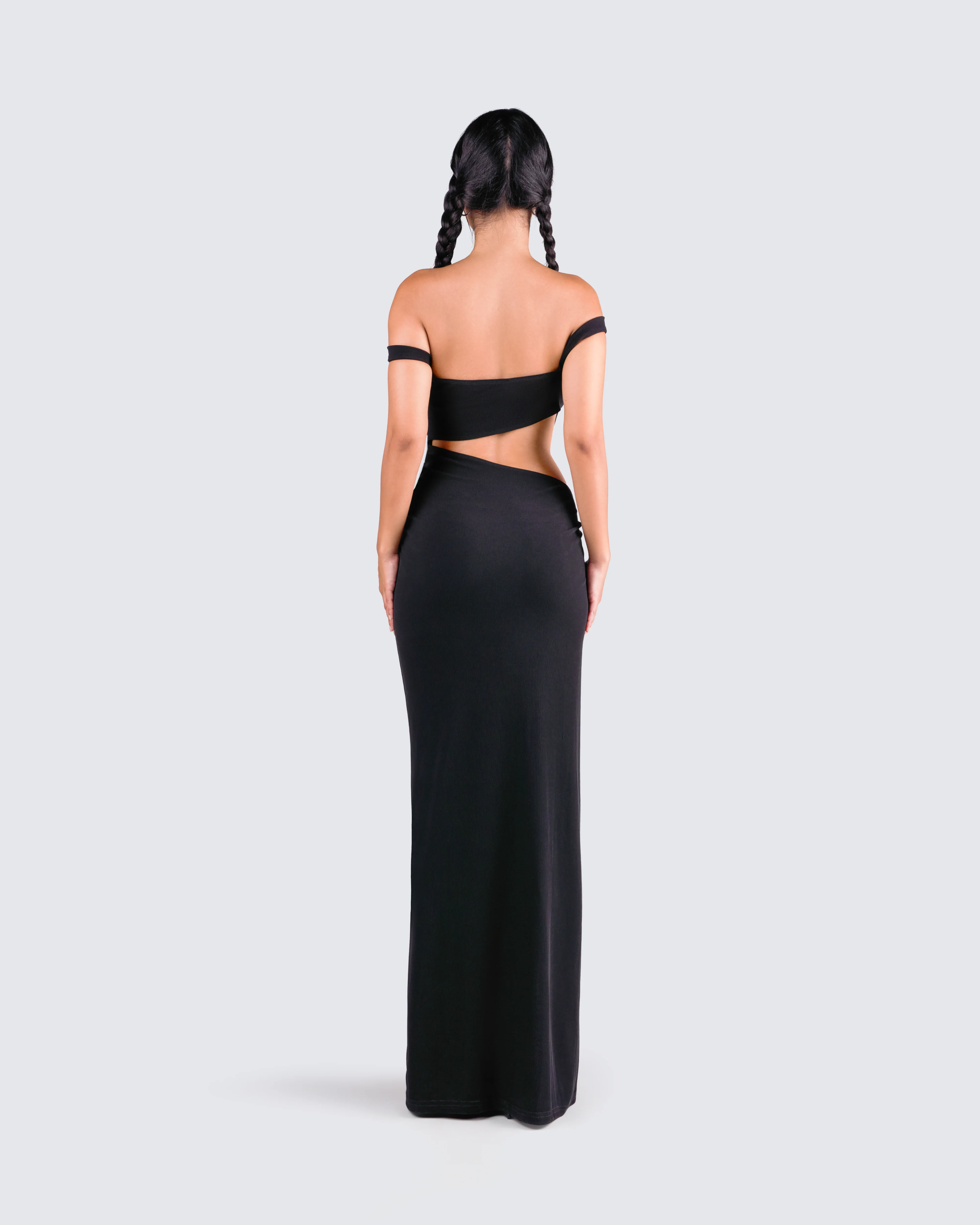 Janine Black Cut Out Maxi Dress - Image 4